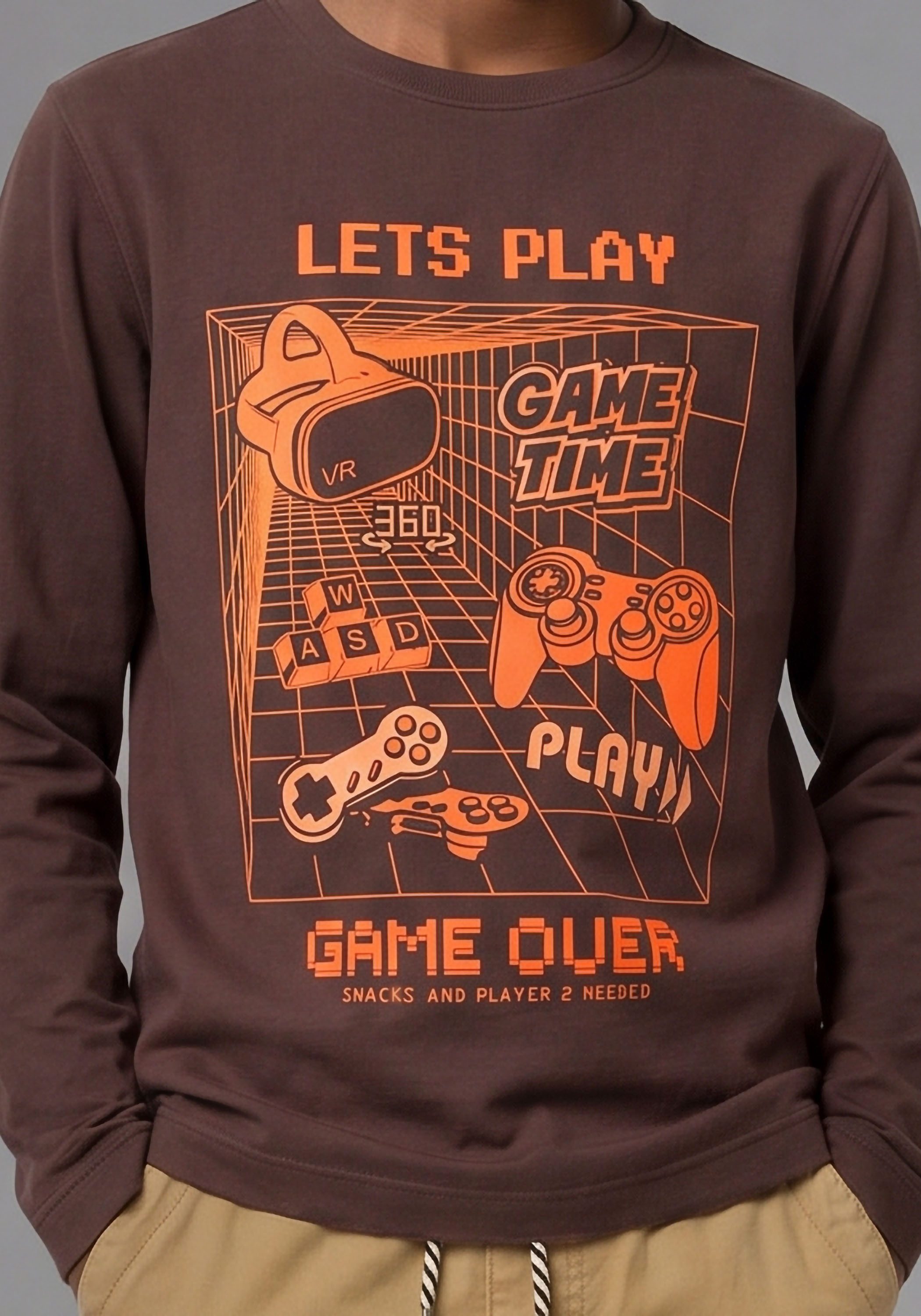 KIDSWORLD Langarmshirt Gamer-Shirt Langarm, Basic-Stil, für Alltag und Freizeit