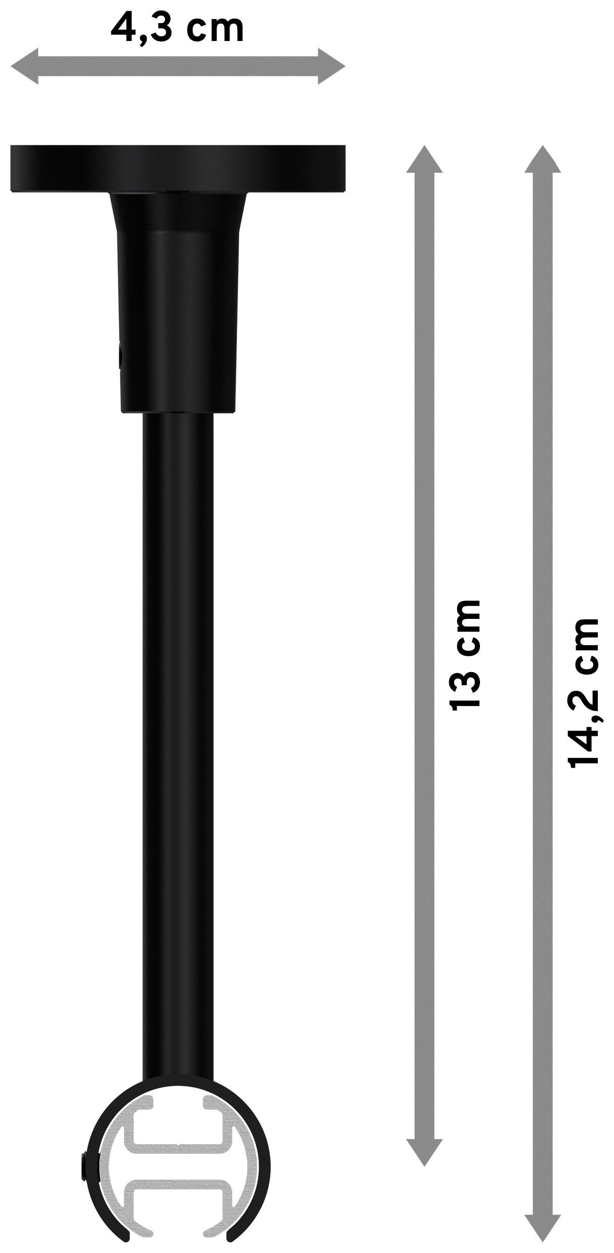 INTERDECO Innenlaufschiene Sonette Sitra, Ø 20 mm, 1-läufig, Fixmaß, kürzbar, Deckenmontage, Aluminium, Messing-Optik / Schwarz / Bicolor