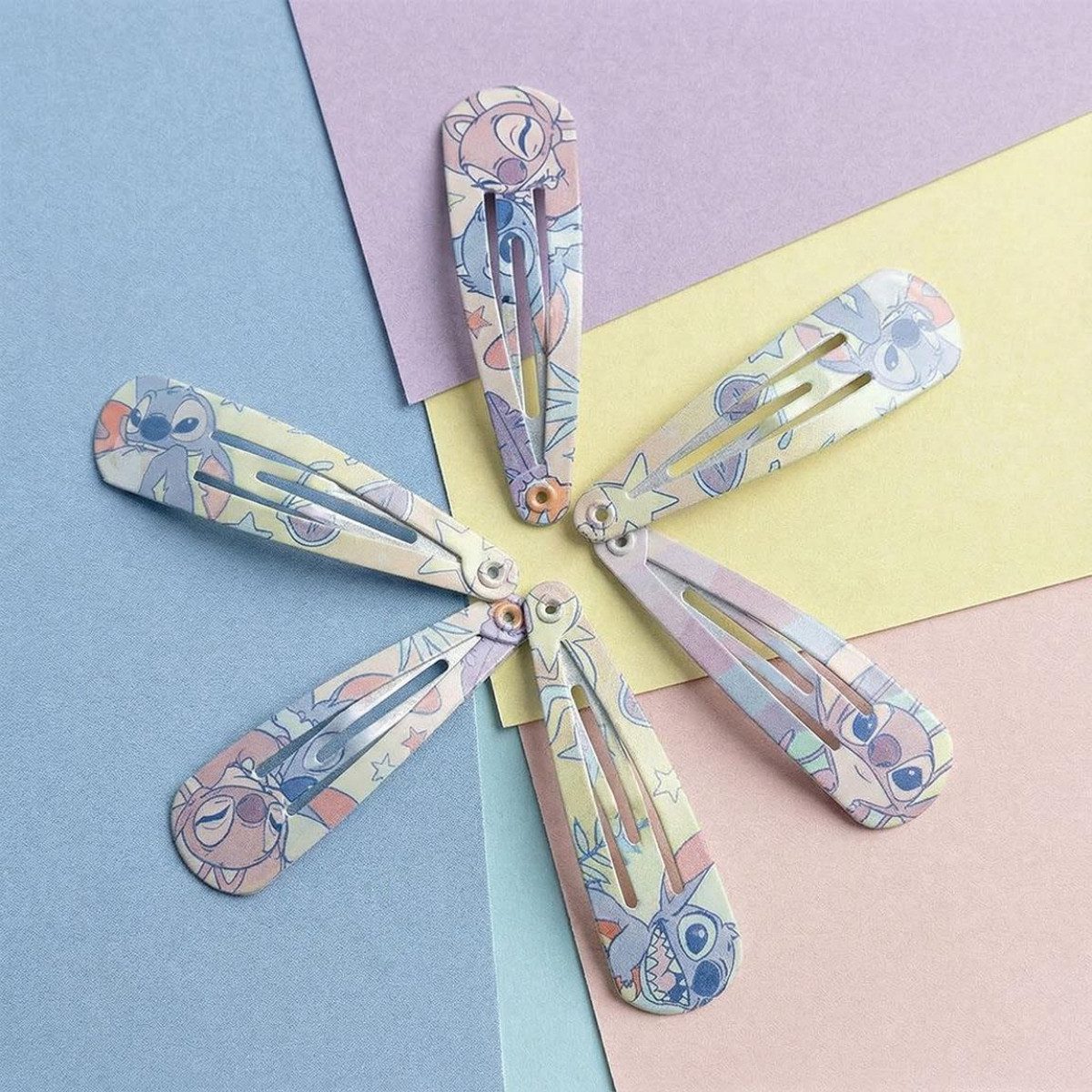 Disney Haarspange Stitch Haarspangen Kinder 6 teilig Haaraccessoires Mädchen, Packung, 6-tlg.