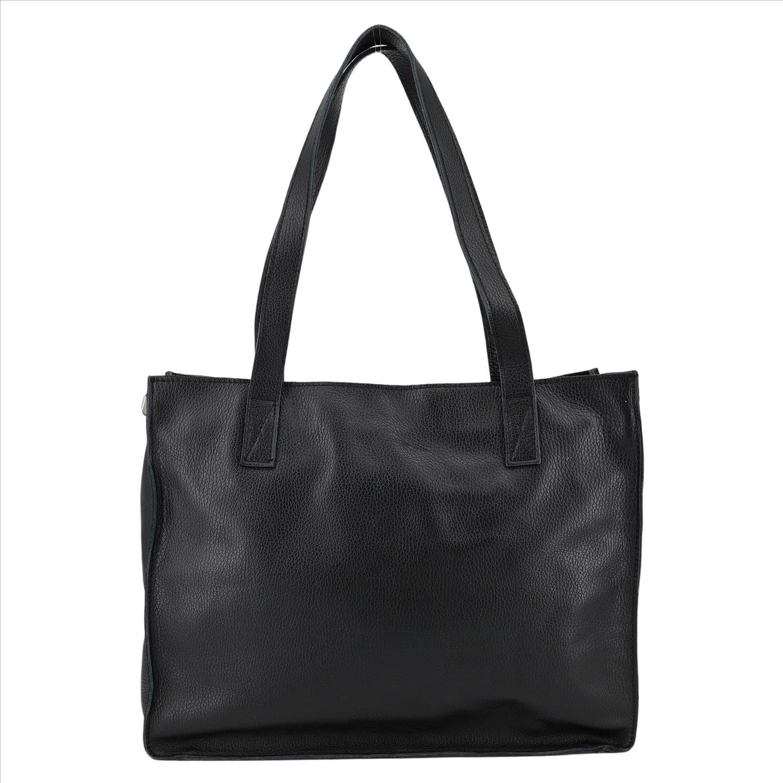 MIRROSI Shopper aus Echtleder, Made in Italy, Henkeltasche Tasche (1 innere Seitenfach mit Reißverschluss), Groß (ca.40x31x10cm) Hauptfach mit Reißverschluss