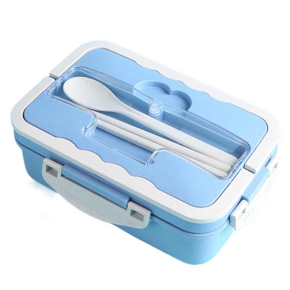 GelldG Lunchbox Brotdose, Kinder Lunchbox, Auslaufsichere, mit Tragegriff/Löffel Hellblau