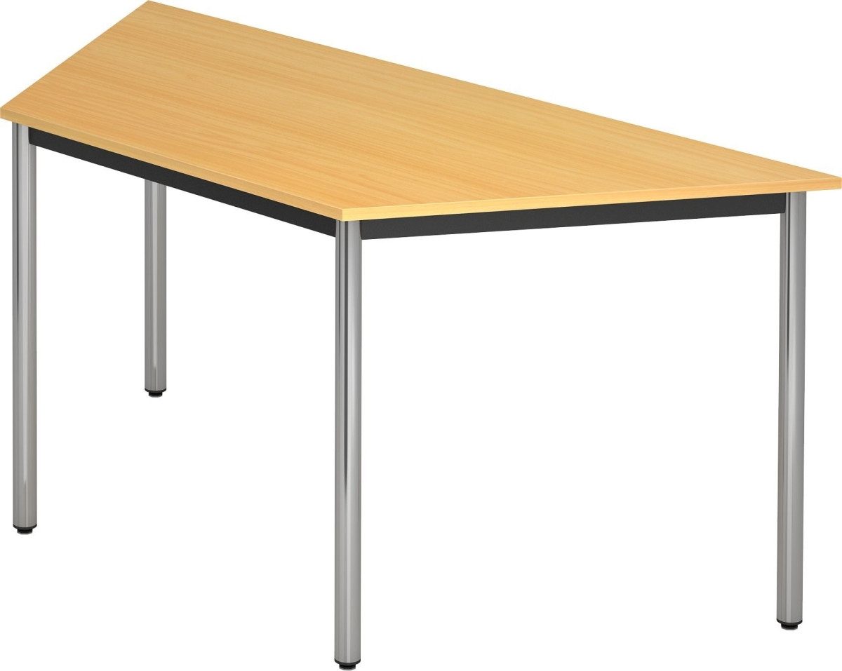 HAMMERBACHER Konferenztisch Trapeztisch Rundfuß 160x69cm Buche/Chrom