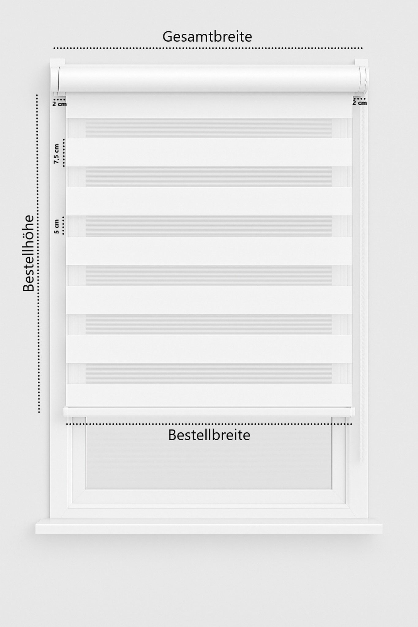 Doppelrollo Tag-Nacht Fensterrollo Klemmfix Zebrarollo mit Stopper, Furnify, ohne Bohren, Klemmfix, Kettenzug mit Stopper