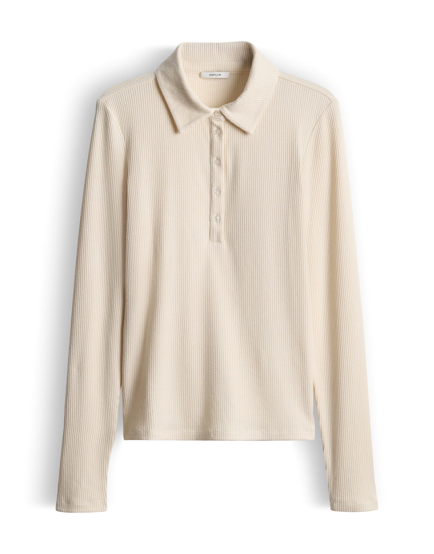 OPUS Langarm-Poloshirt SULONA Slim mit Rippenstruktur schmale Passform, weicher Griff