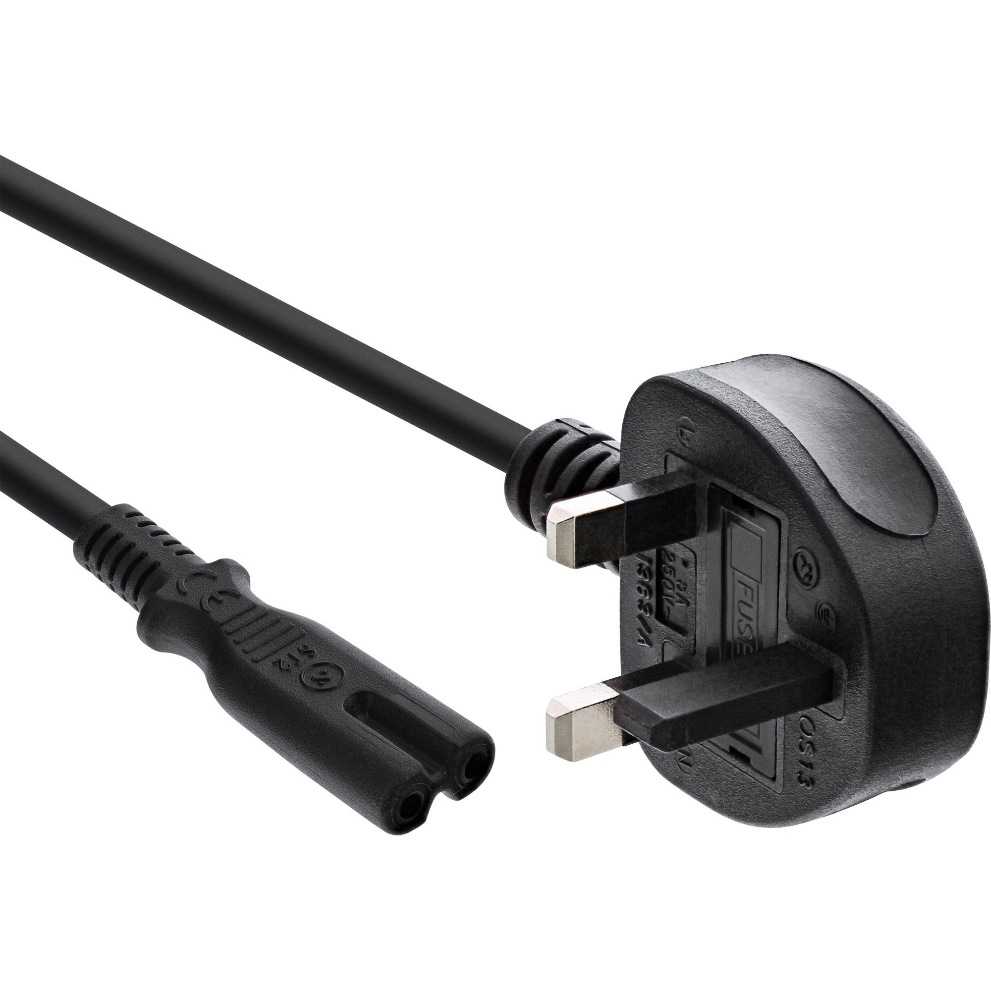 Inline InLine® Netzkabel, Netzstecker England auf Euro 8 C7 Stecker, 1,8m Stromkabel
