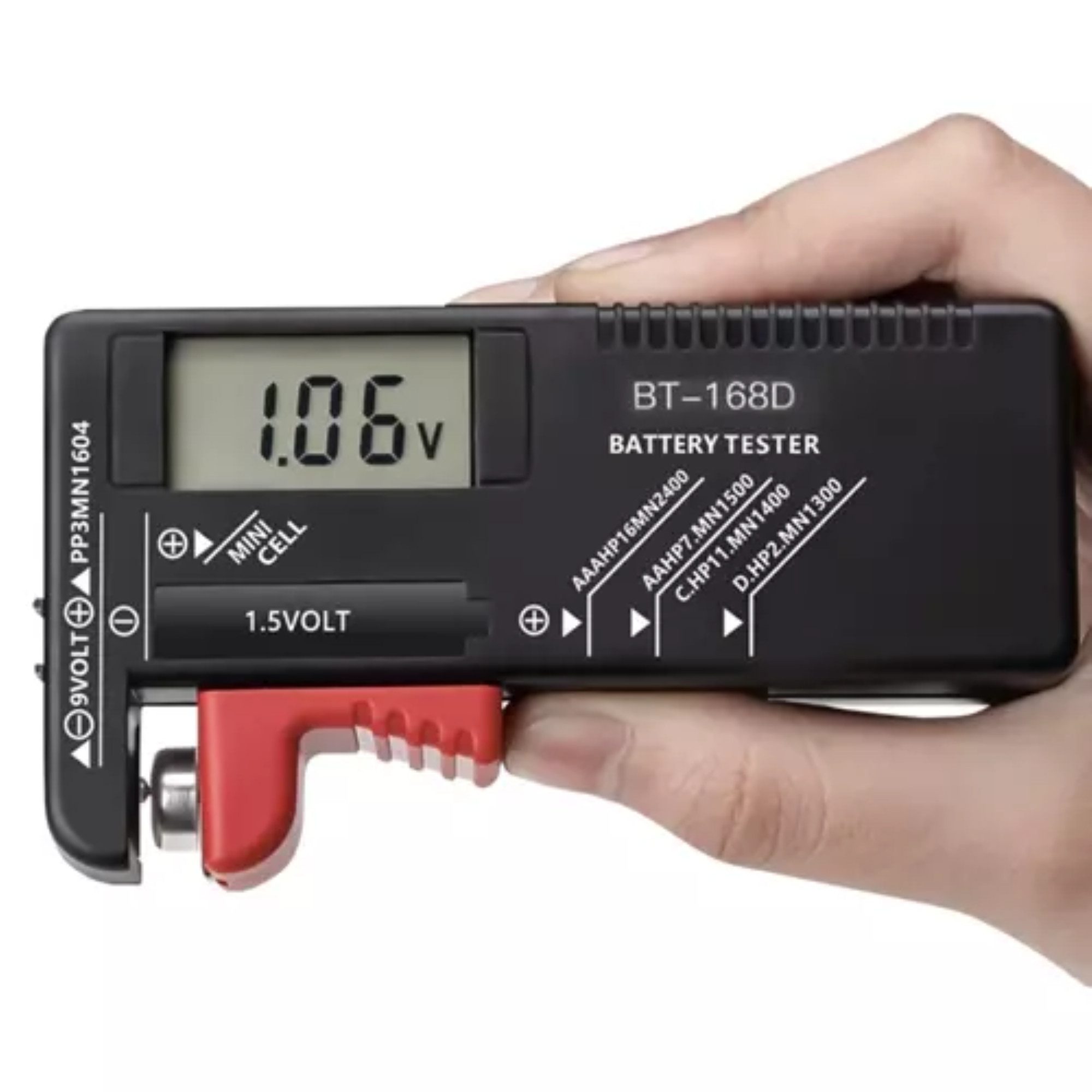 BIGSTREN Batterietester Batterietester und Messgerät für präzise Batterieprüfung, (Batterietester-Set, 1x Batterietester), Batterie-Testgenauigkeit, vielseitige Kompatibilität, kompaktes Design
