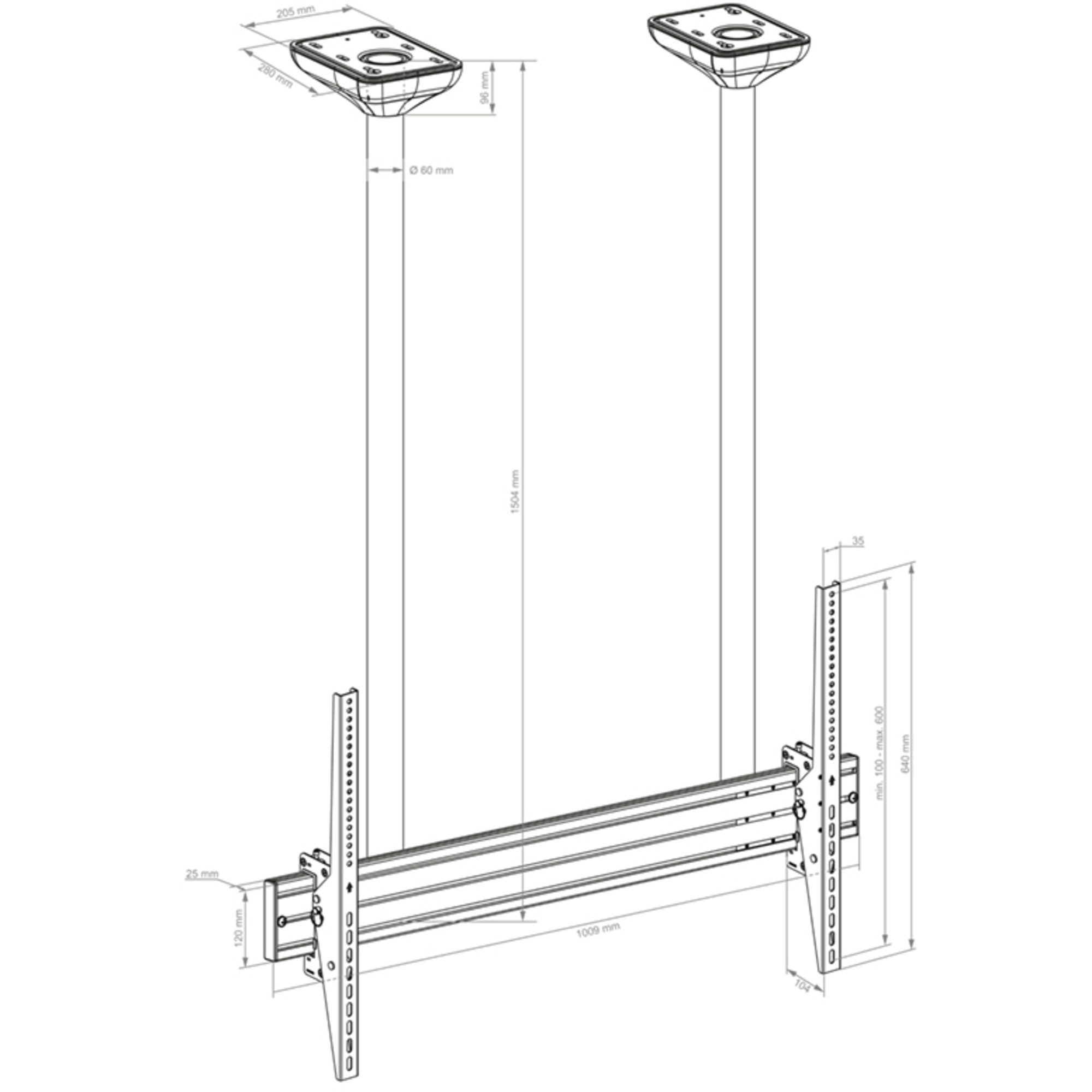 Universal-Deckenhalterung Für Projektoren – Ausziehbar 38–58 Cm, Trägt 13,5 Kg, Für Schräge & Flache Decken