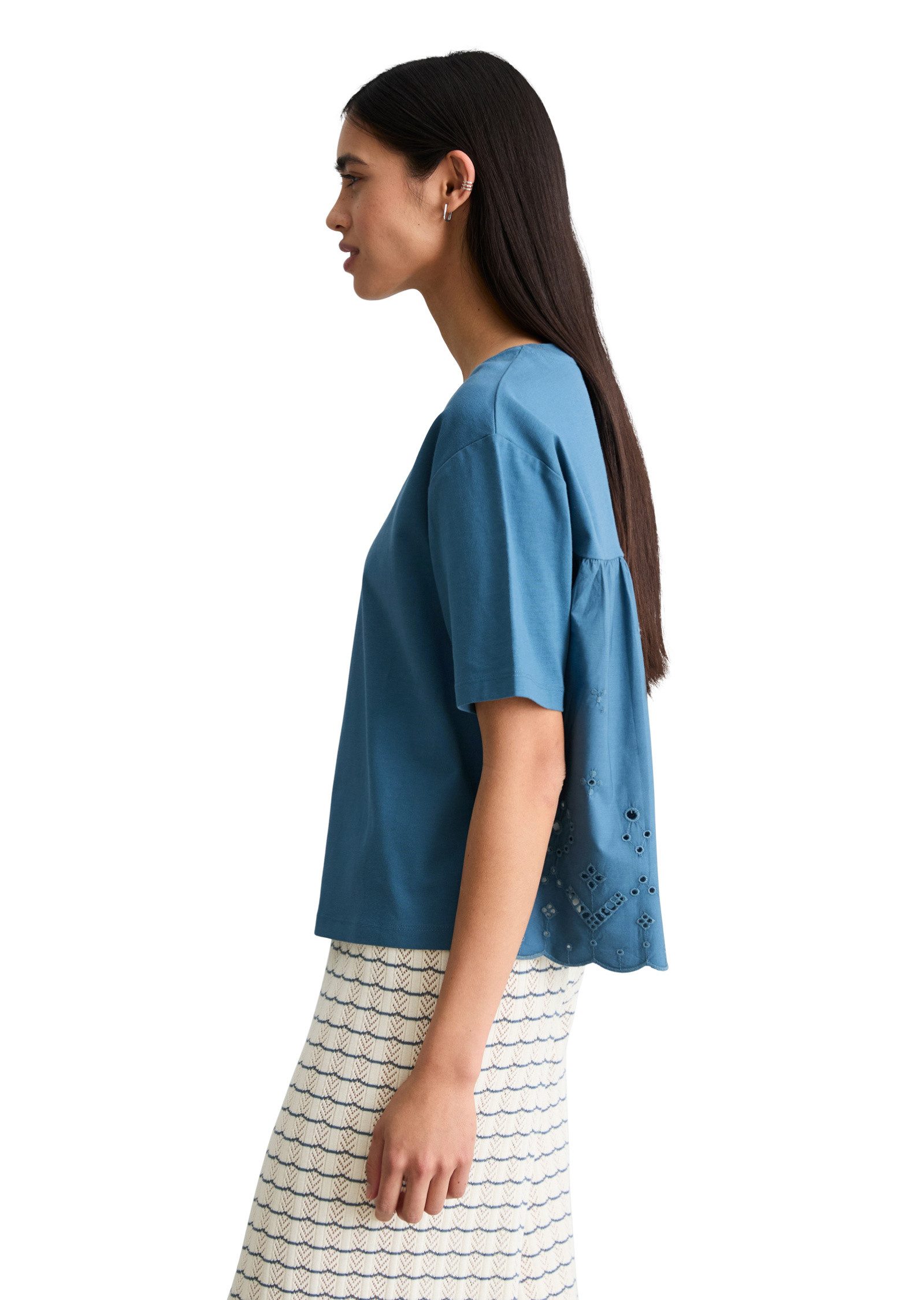 Marc O'Polo DENIM T-Shirt aus Material-Mix