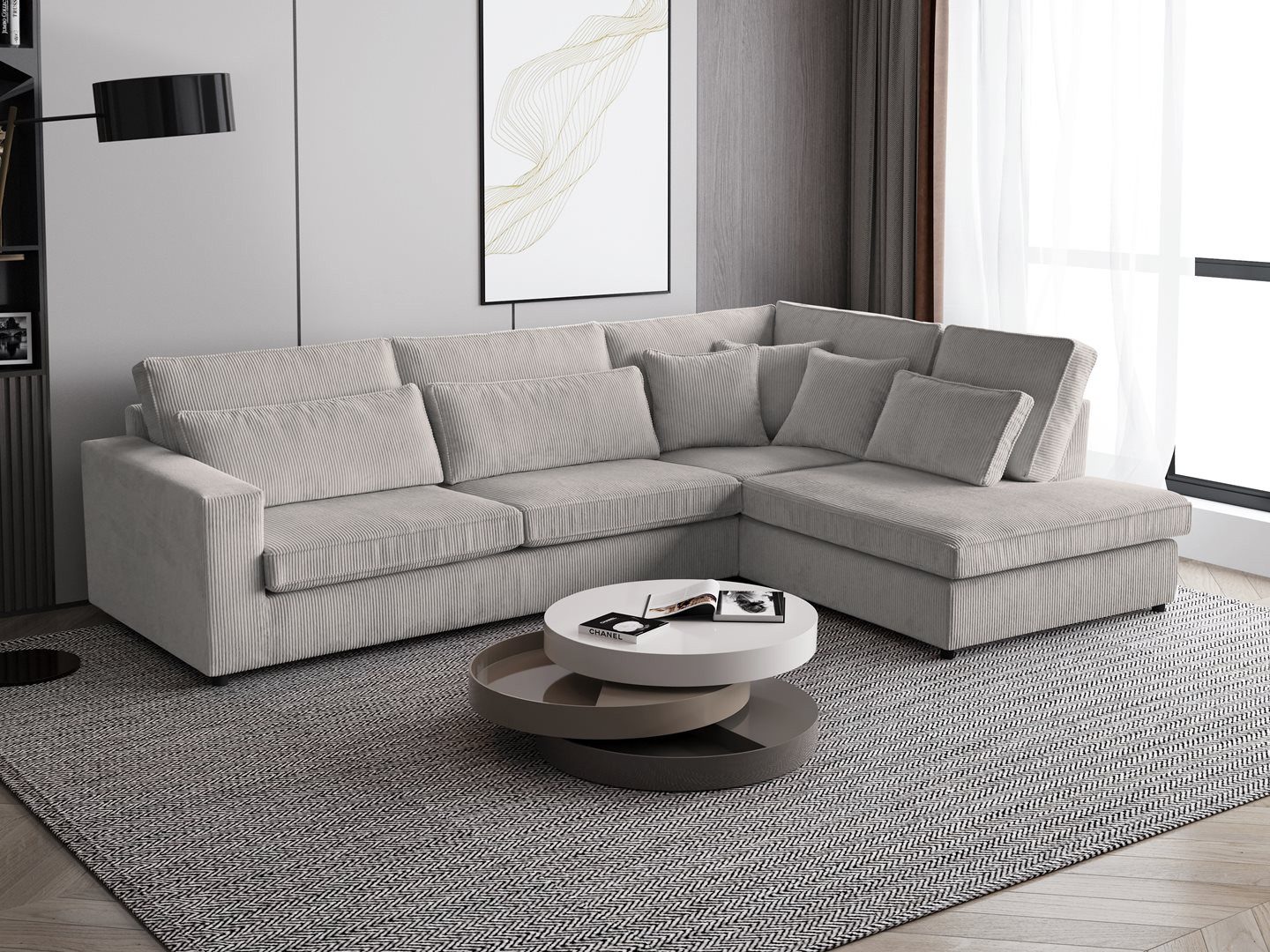Beautysofa Ecksofa mit dekorativen Kissen PARMA, im modernes Design, klassische Polsterecke inklusive Wellenfedern