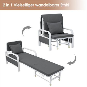 XDeer Sofa 2 in 1 Schlafsofa,Schlafsessel,Schlafcouch(187 x 76 x 60 cm), mit Kissen,klappbar Sofa,Bezug aus Baumwoll-Leinen,Metallbeine