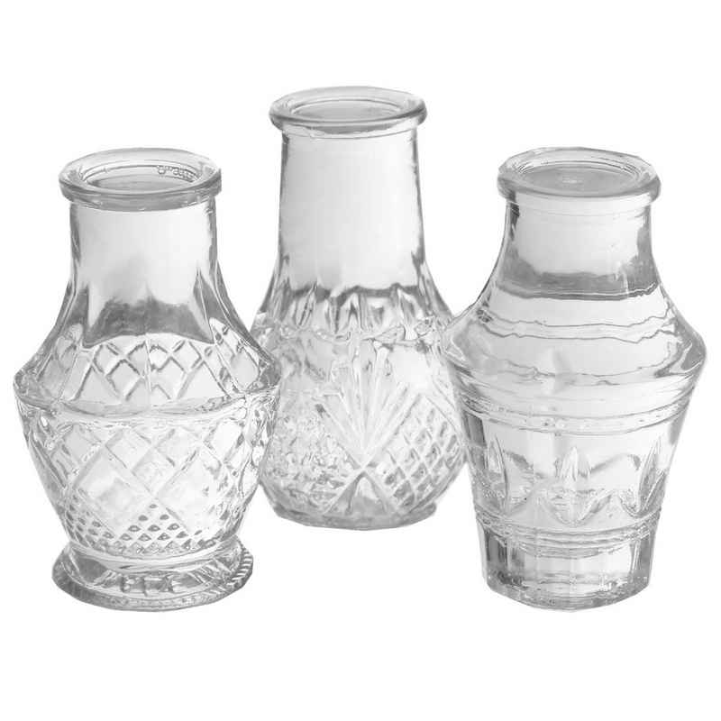 Annastore Dekovase 12 x Mini-Vase H 8 cm - kleine Vase Tischvase Glasvase Blumenvase, Glasfläschchen