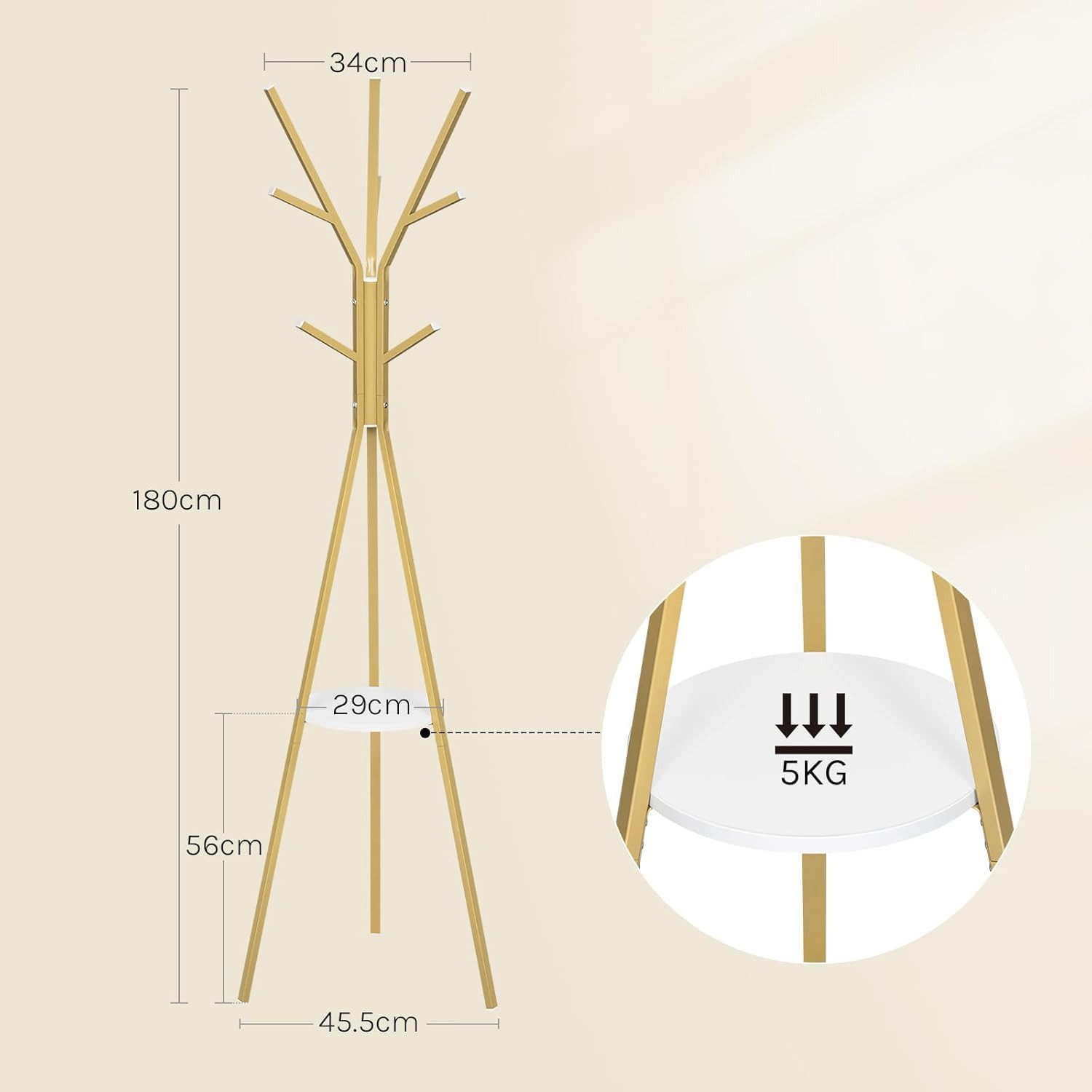 Woltu Kleiderständer, (1 St), mit 9 Haken und 1 Ablage, für Kleidung Hüte Taschen