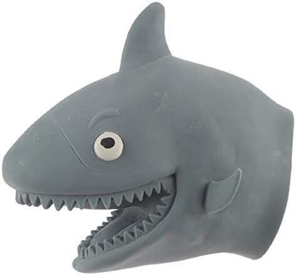 Puckator Handpuppe Handpuppe Hai aus weichem Gummi, grau