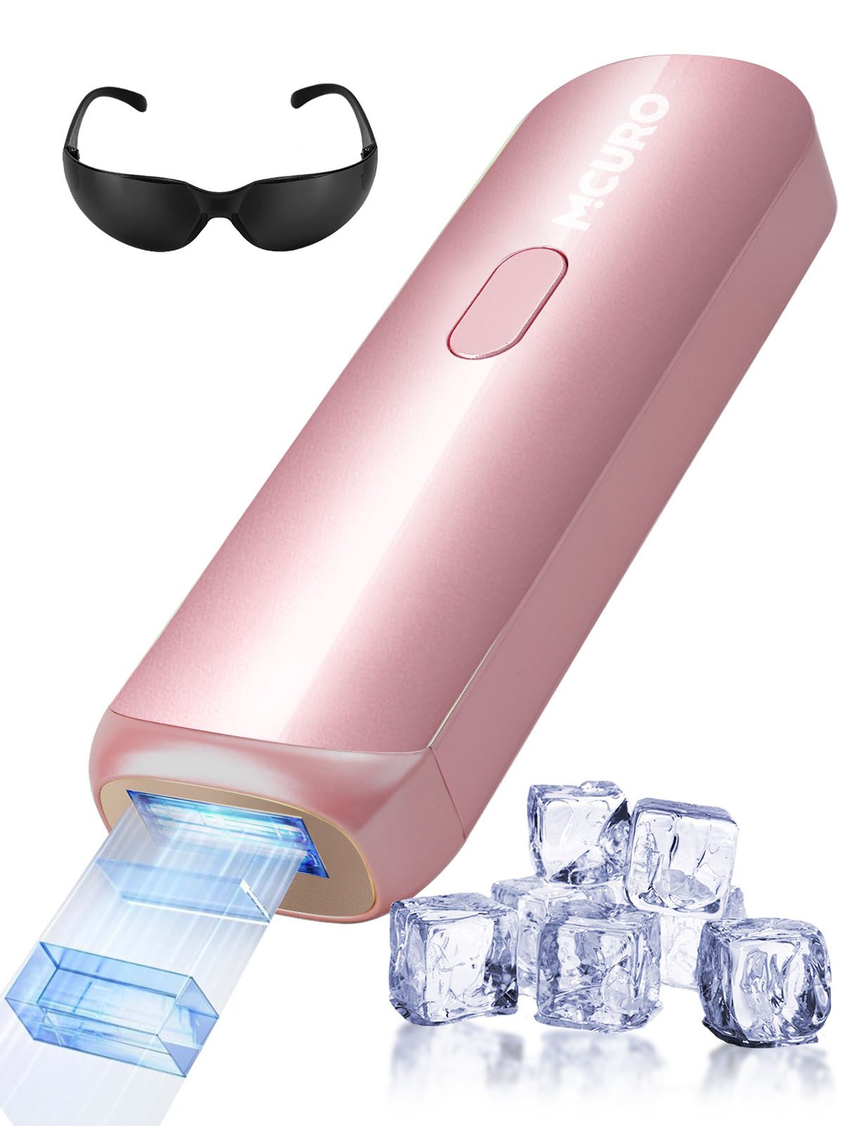 MCURO IPL-Haarentferner IPL-Haarentfernungsgerät mit Eiskühlungsfunktion, 999,999 Lichtimpulse, 9 Energiestufen Hohe Energiedichte von 15 J / 3,3 cm², Haarentfernung Laser für Männer, Frauen, Achseln, Beine, Körper