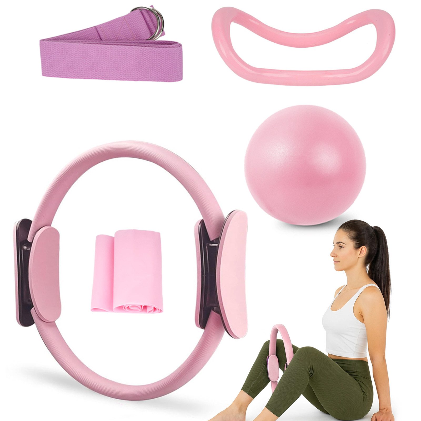 AKKEE Pilates-Ring Pilates Set für Zuhause mit Widerstandsgürtel