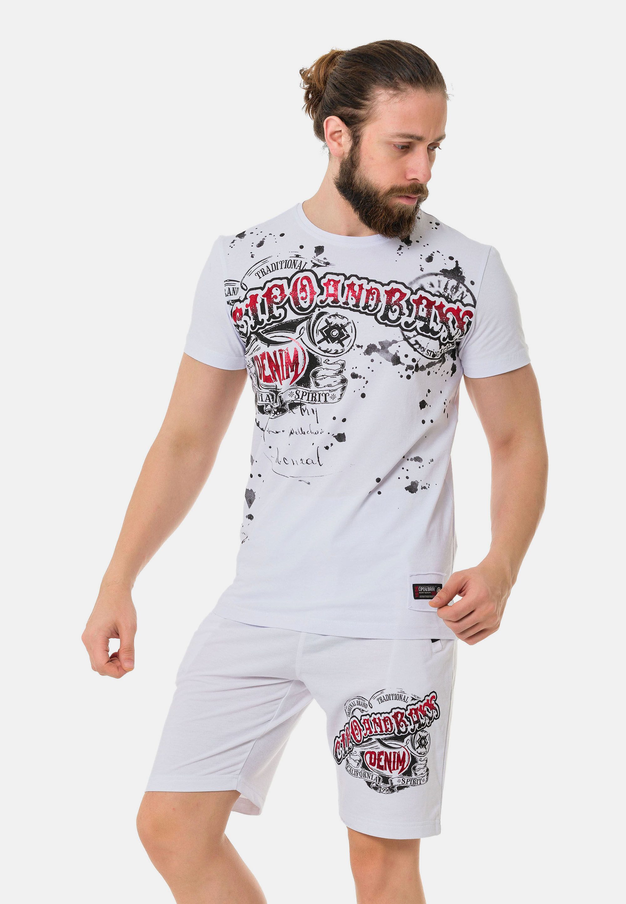 Cipo & Baxx T-Shirt T-Shirt mit Rundhalsausschnitt