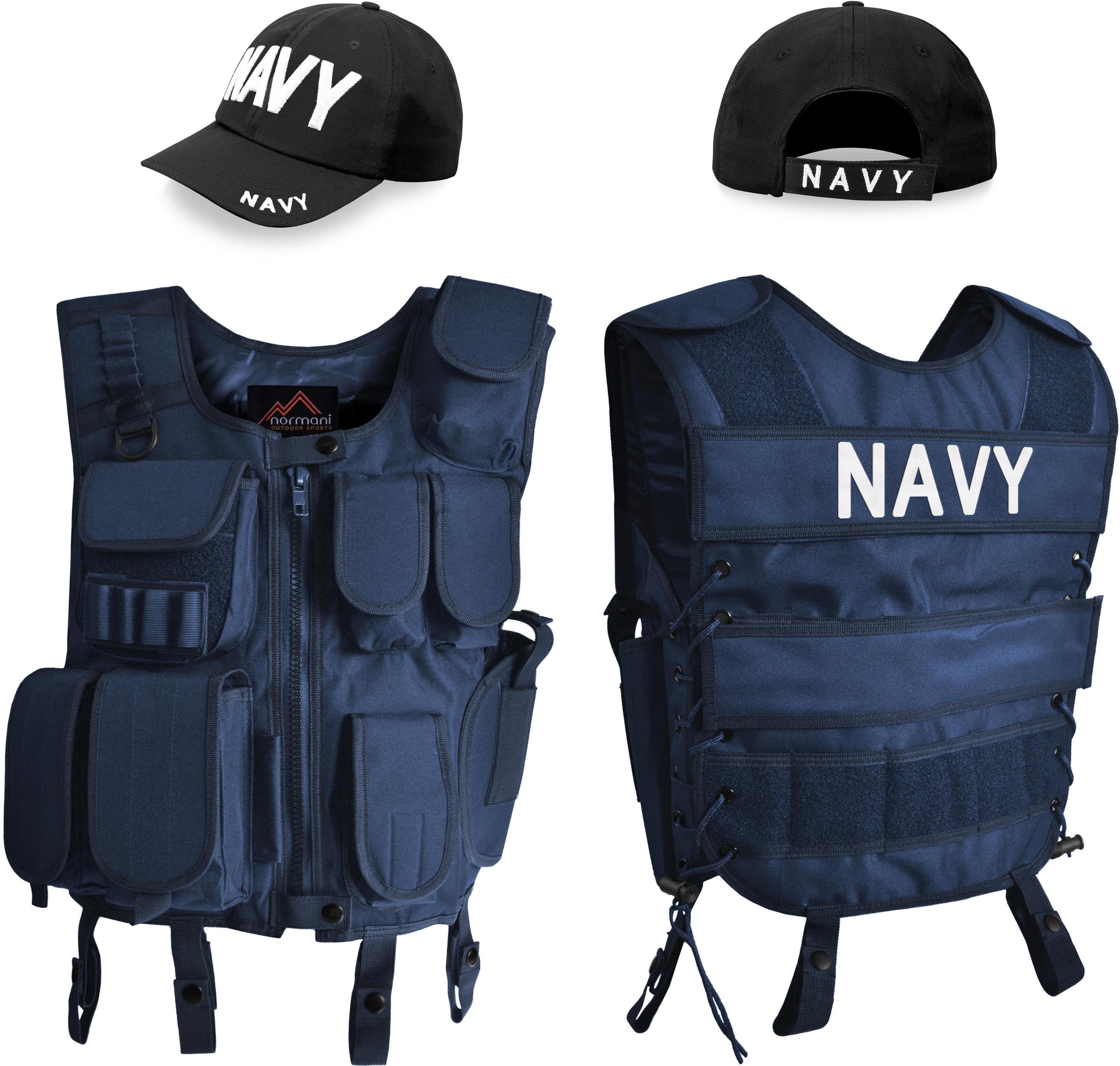 normani Polizei-Kostüm Kostüm bestehend aus Weste, Patch und Cap, Faschingskostüm SWAT FBI POLICE SECURITY