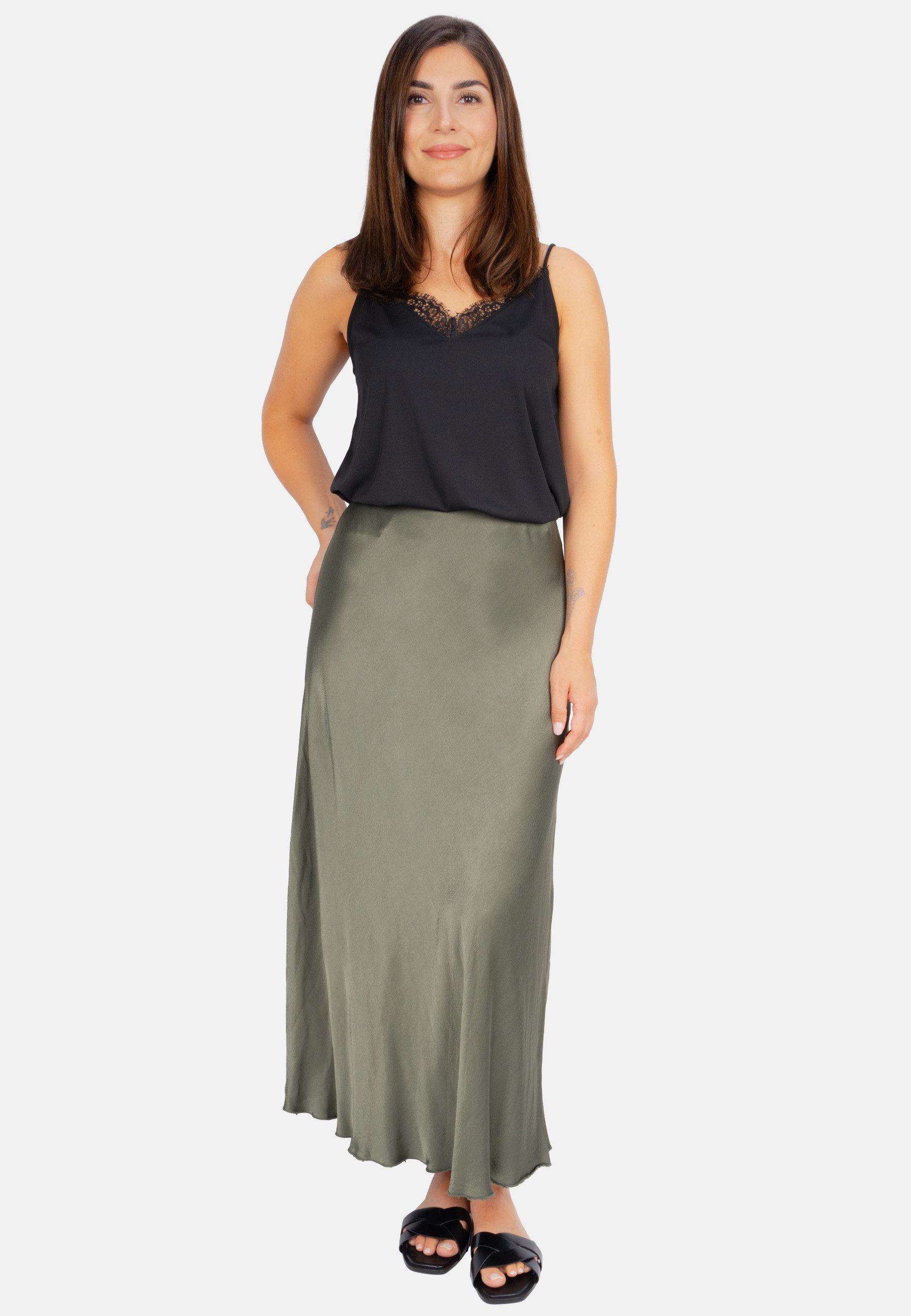 Seasons of April A-Linien-Rock LILLY SATIN Damen Satin Midi Rock One-Size