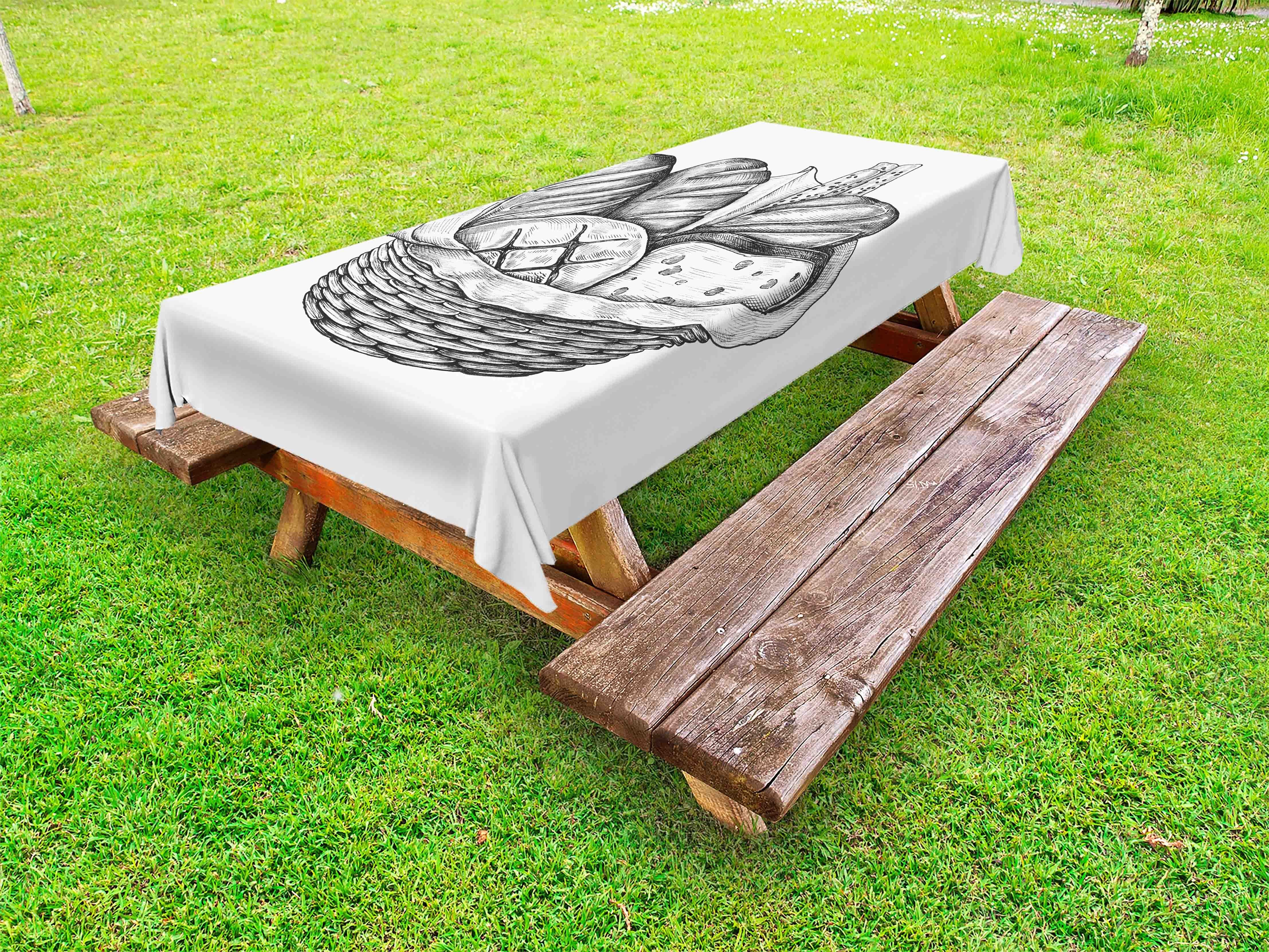 Abakuhaus Tischdecke dekorative waschbare Picknick-Tischdecke, Kohlengrau Brotarten im Korb | Tischdecken