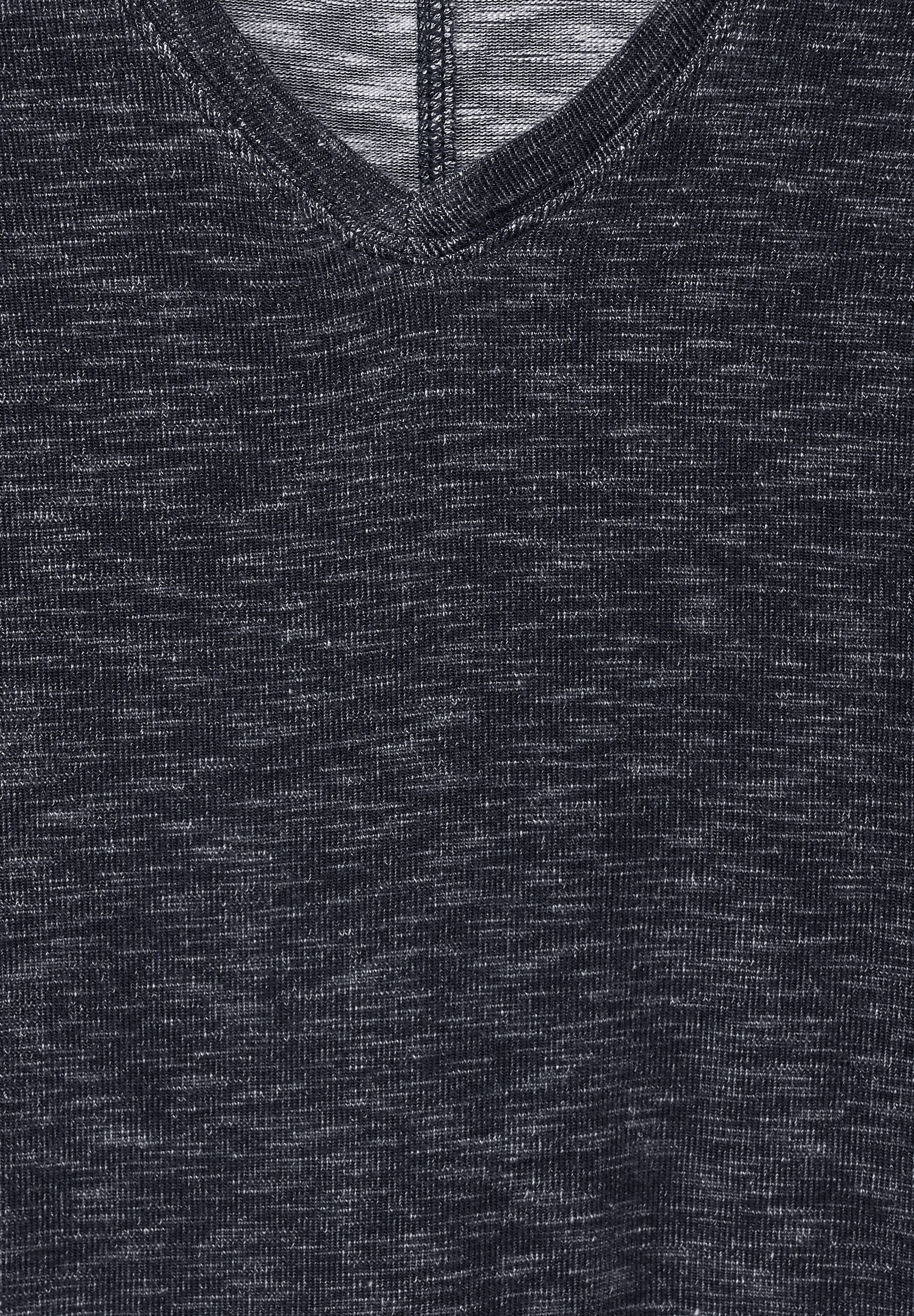 T-Shirt mit melange deep blue Cecil abgerundetem V-Ausschnitt