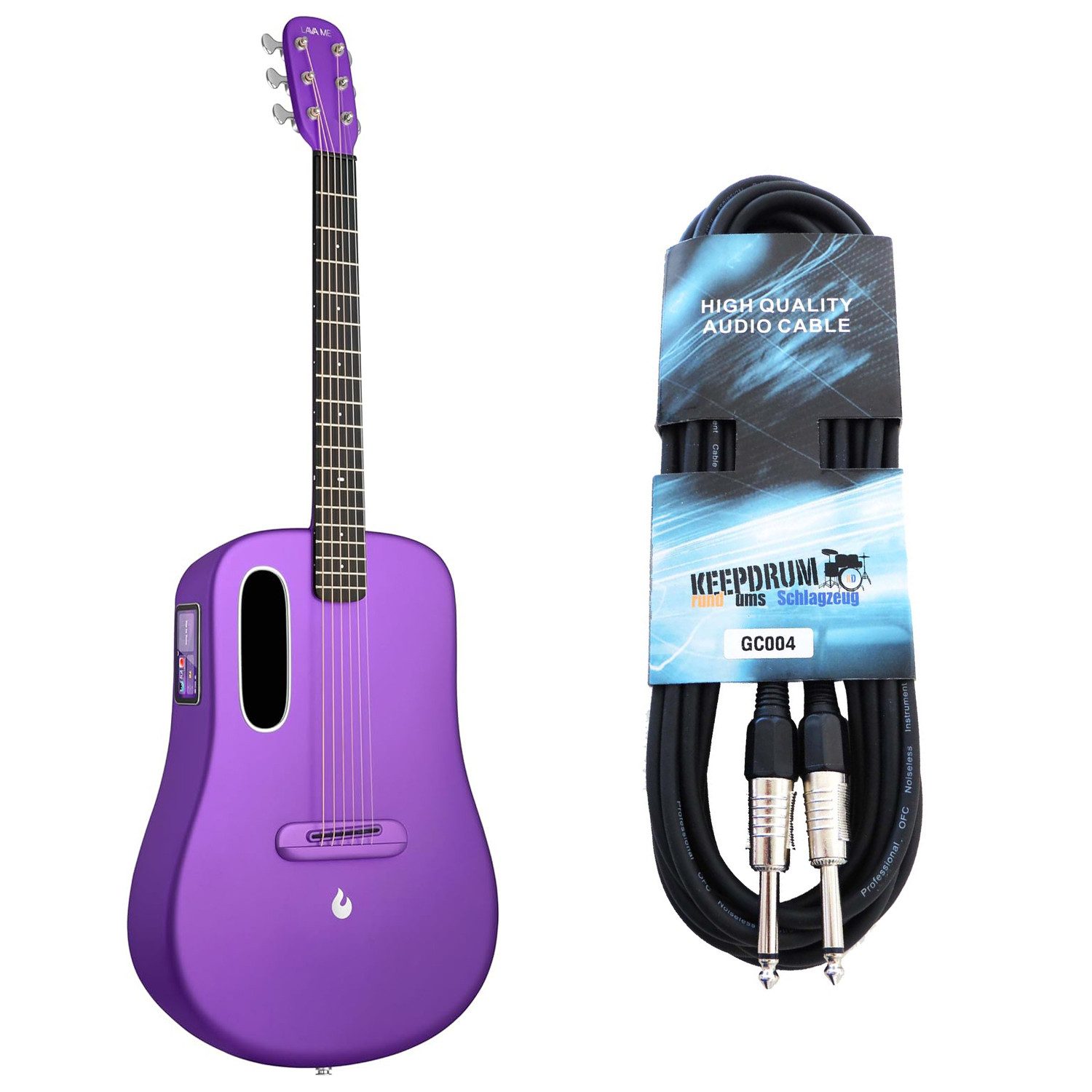 Westerngitarre Lava Music Gitarre ME 4 36 Zoll Lila mit Kabel