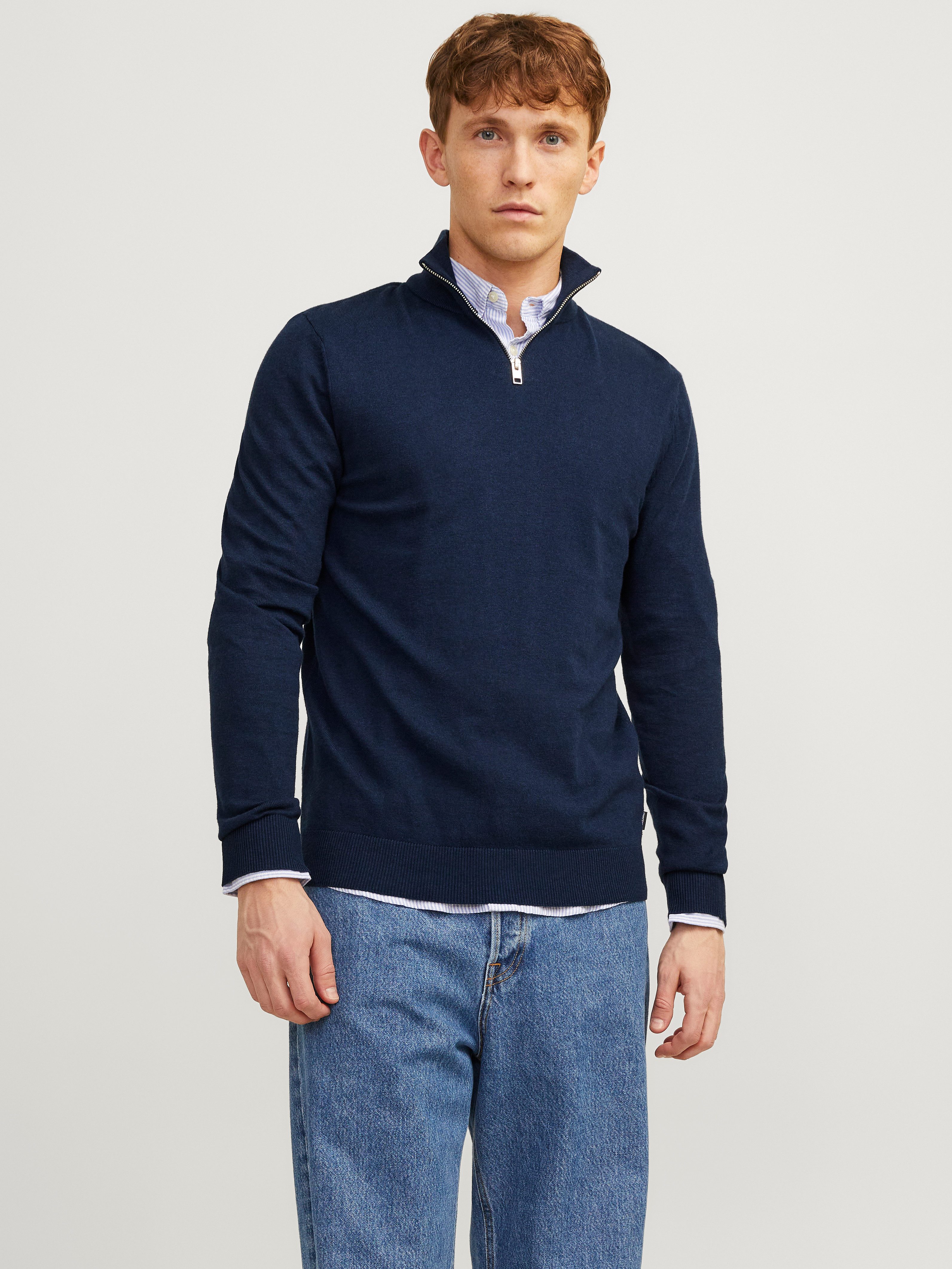 Jack & Jones Troyer JJEEMIL KNIT HALF ZIP NOOS Baumwollmischung, regular fit