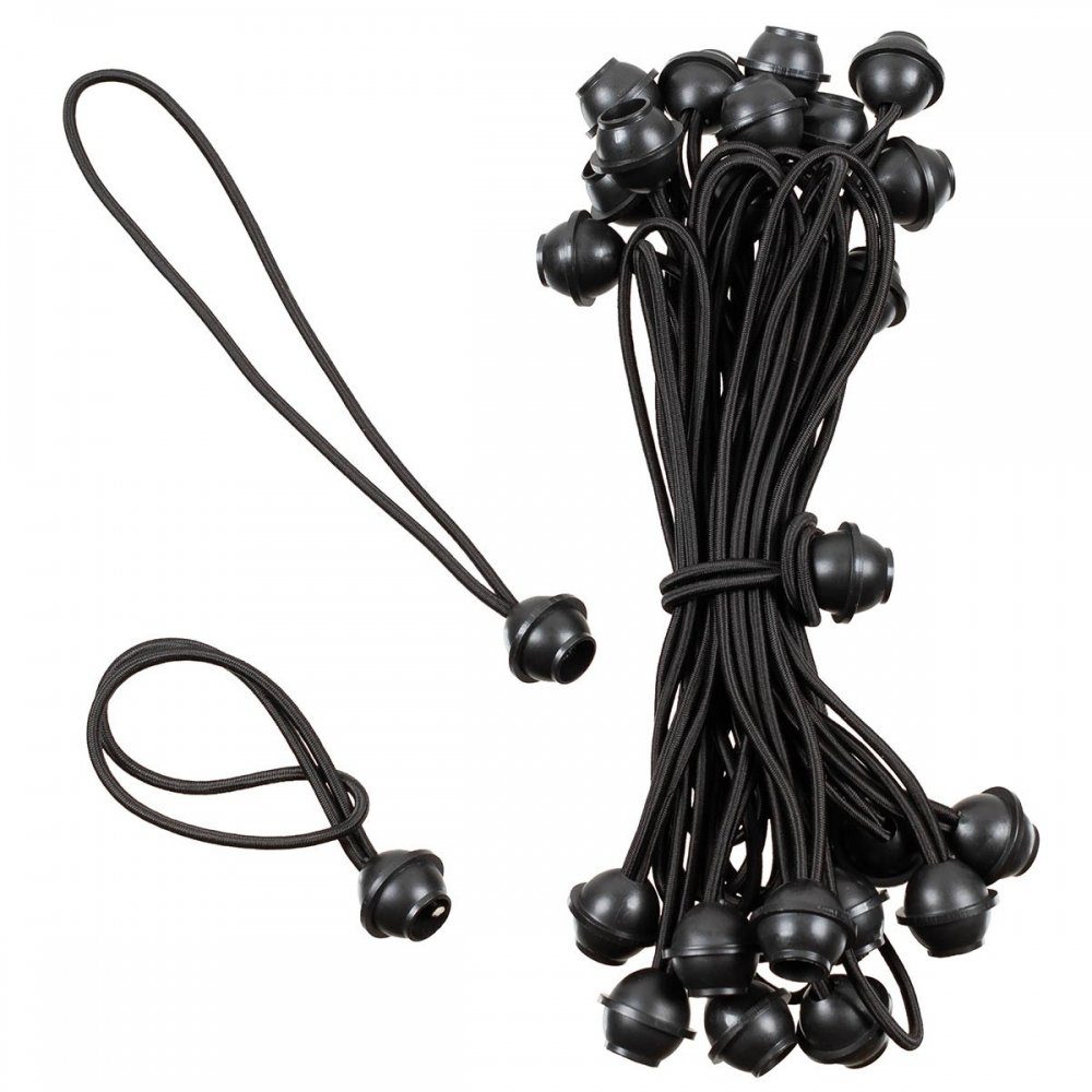 Spanngurt Spanngummi mit Kugel, schwarz, 25er Pack