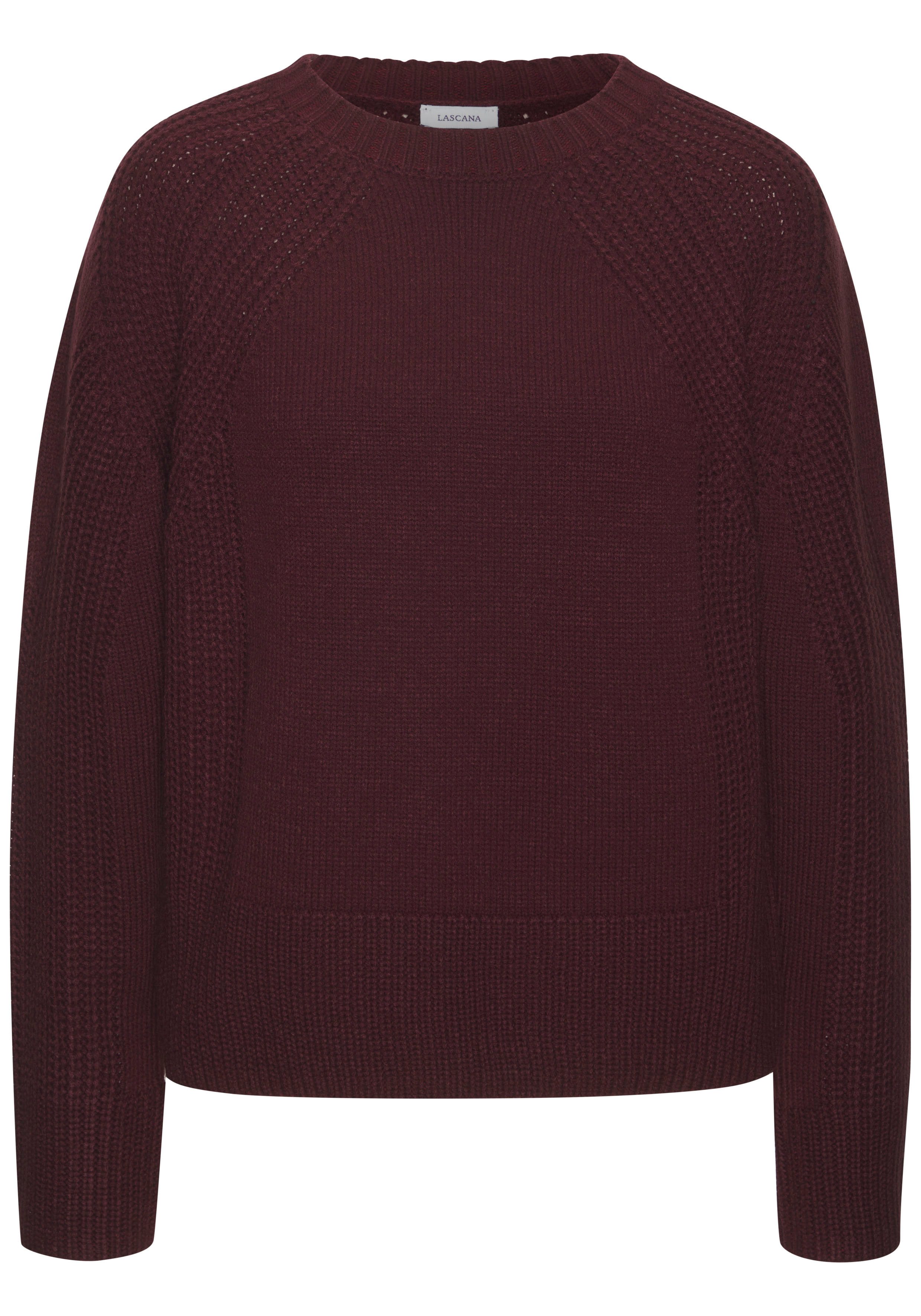 LASCANA Strickpullover, mit Grobstrick-Details, Damen Pullover mit Rundhals günstig online kaufen