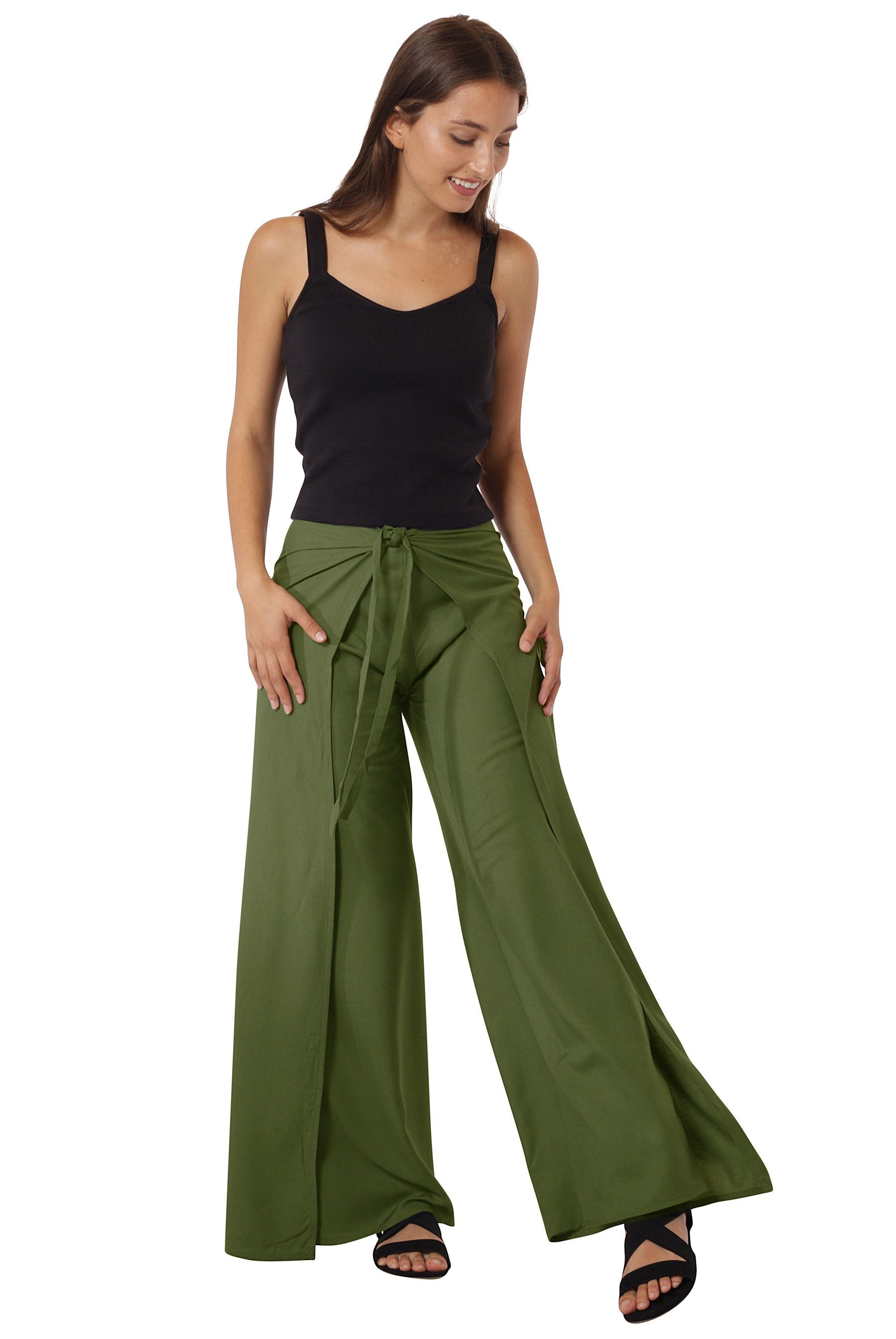 Leucht-Welten Pumphose Wickelhose aus bequem fallenden Material Grün für Damen wie Herren