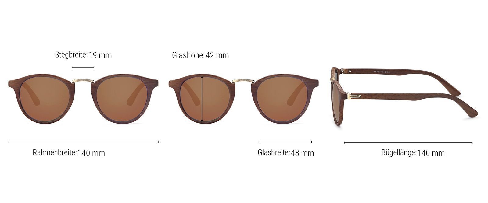 Braun styleBREAKER Gestell / (1-St) Getönt Glas Verlauf Sonnenbrille Braun-Gold
