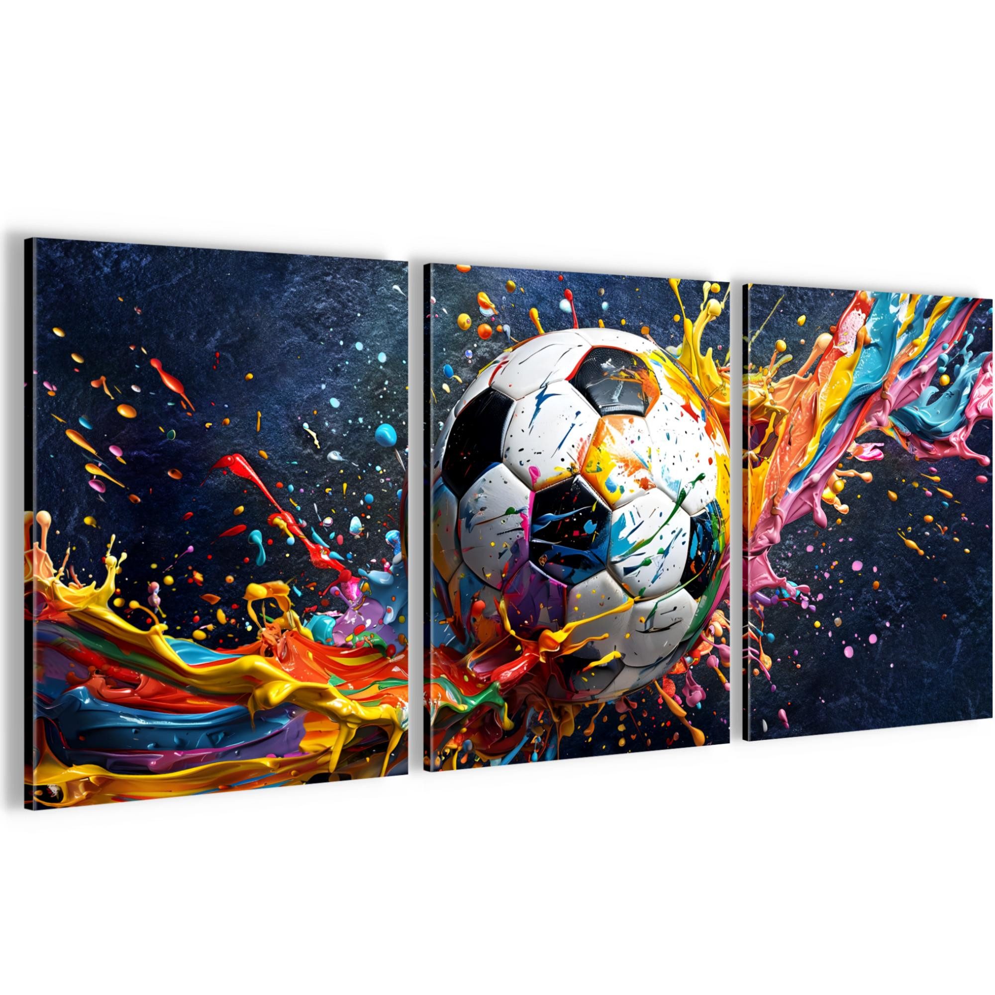 Runa Art Wandbild Bilder Spielkonsole Gamer auf Vlies Leinwand Bunt Modern 0555, Fussball, 30 x 40 cm - 3 Bilder