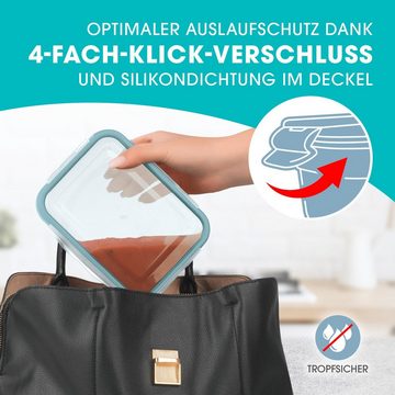 GOURMETmaxx Frischhaltedose Lunchbox Vorratsdosen tropfsicher, Glas, (4er Set, 8-tlg), Glas-Frischhaltedosen 1x 400ml; 1x 750ml; 1x 900ml; 1x 1600ml