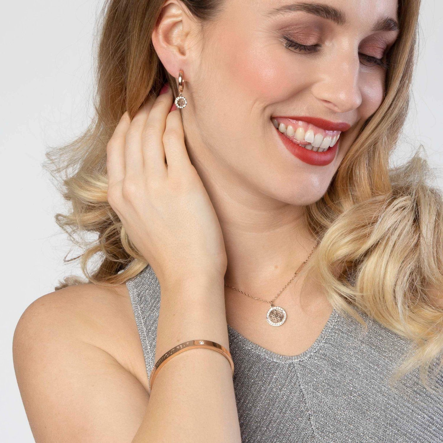 Guess Kette mit Anhänger Halskette - Stahl - Rose - Kristall - Damen – Bild 2 von 5