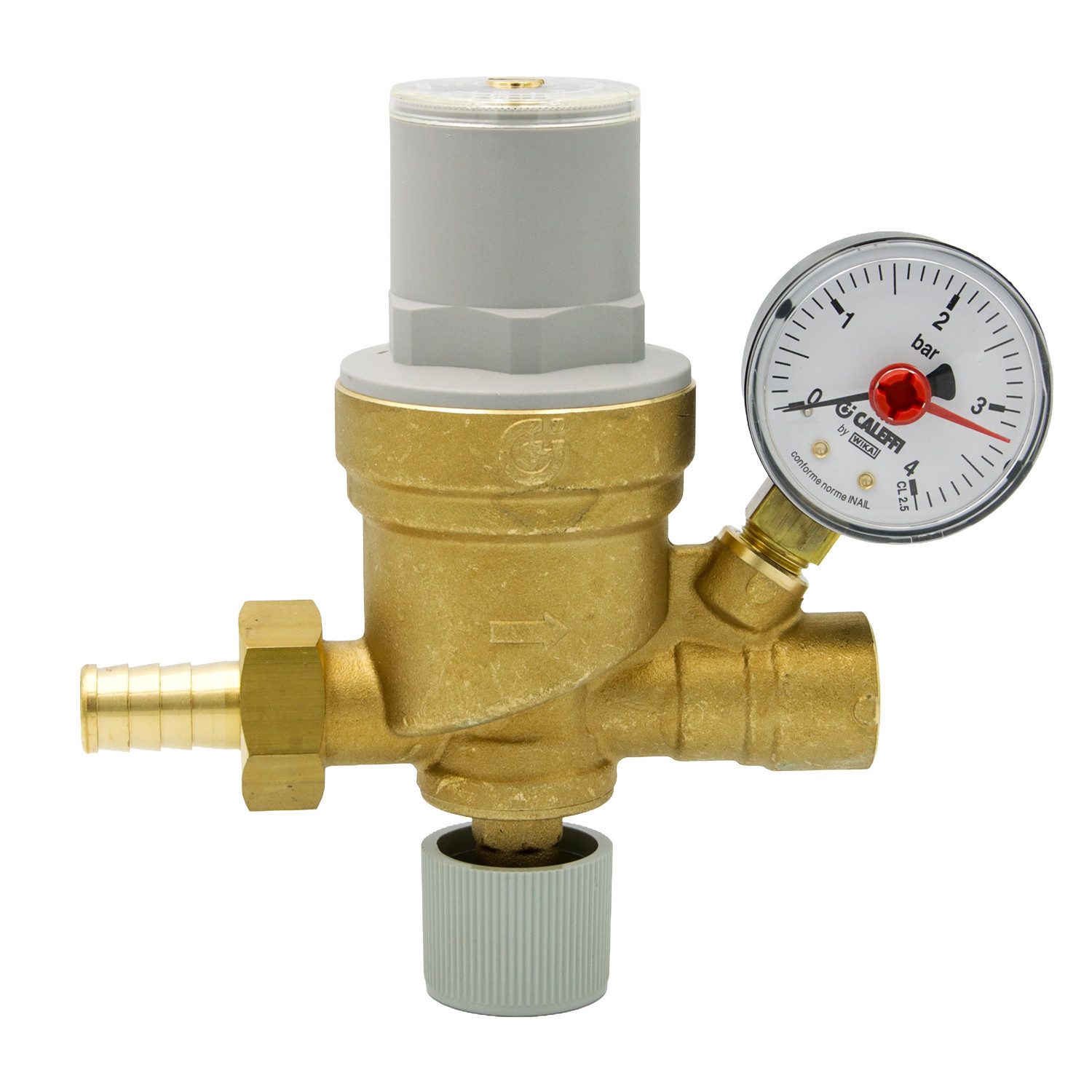 Caleffi Thermostatventil Füllarmatur 1/2 Zoll IG automatisch voreinstellbar mit Manometer
