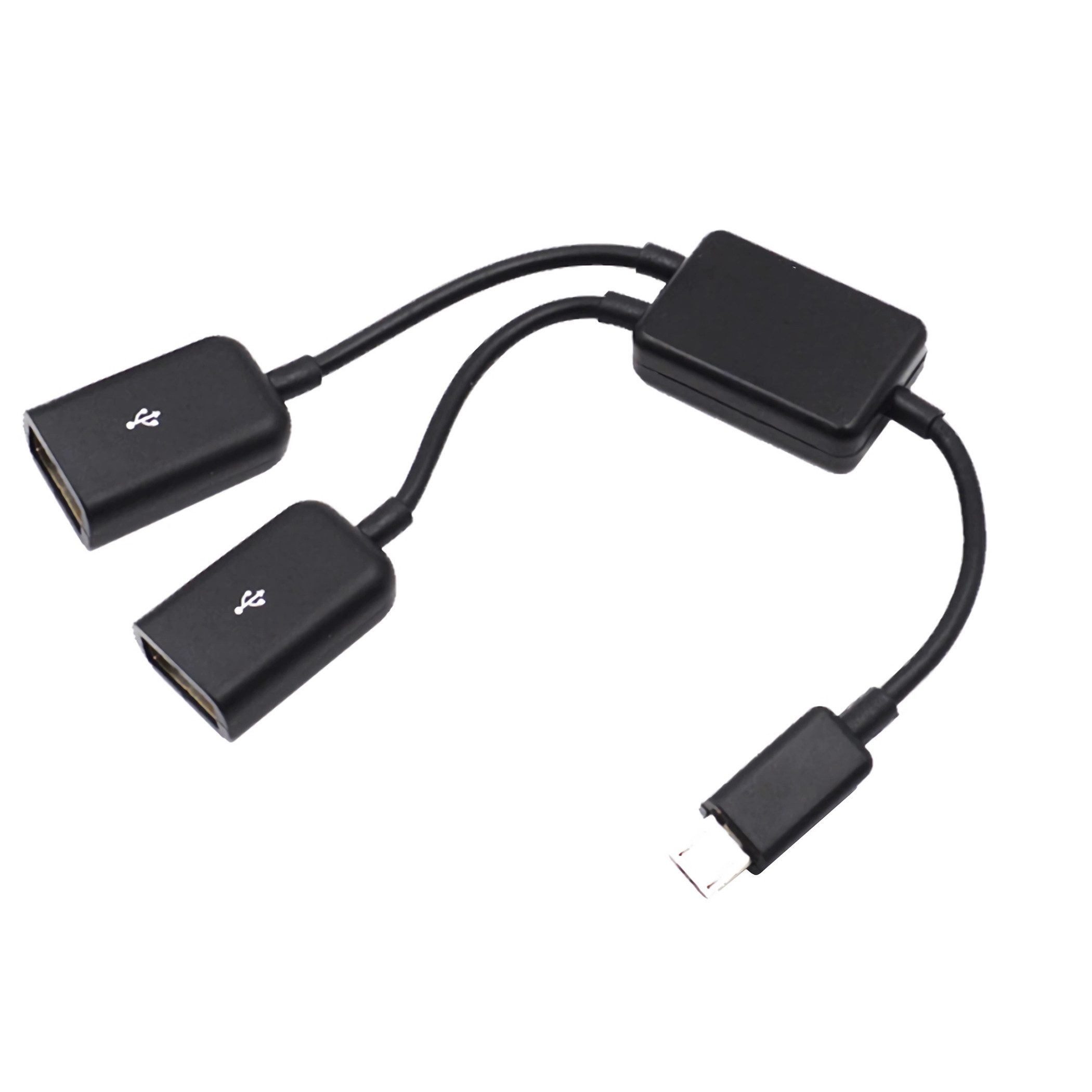 Bolwins F64 Micro USB OTG Adapter auf 2x USB-A Buchse 19cm Smartphone-Kabel, Micro-USB Stecker, 2x USB 2.0 A (19 cm), OTG Funktion, Plug and Play – Bild 2 von 5