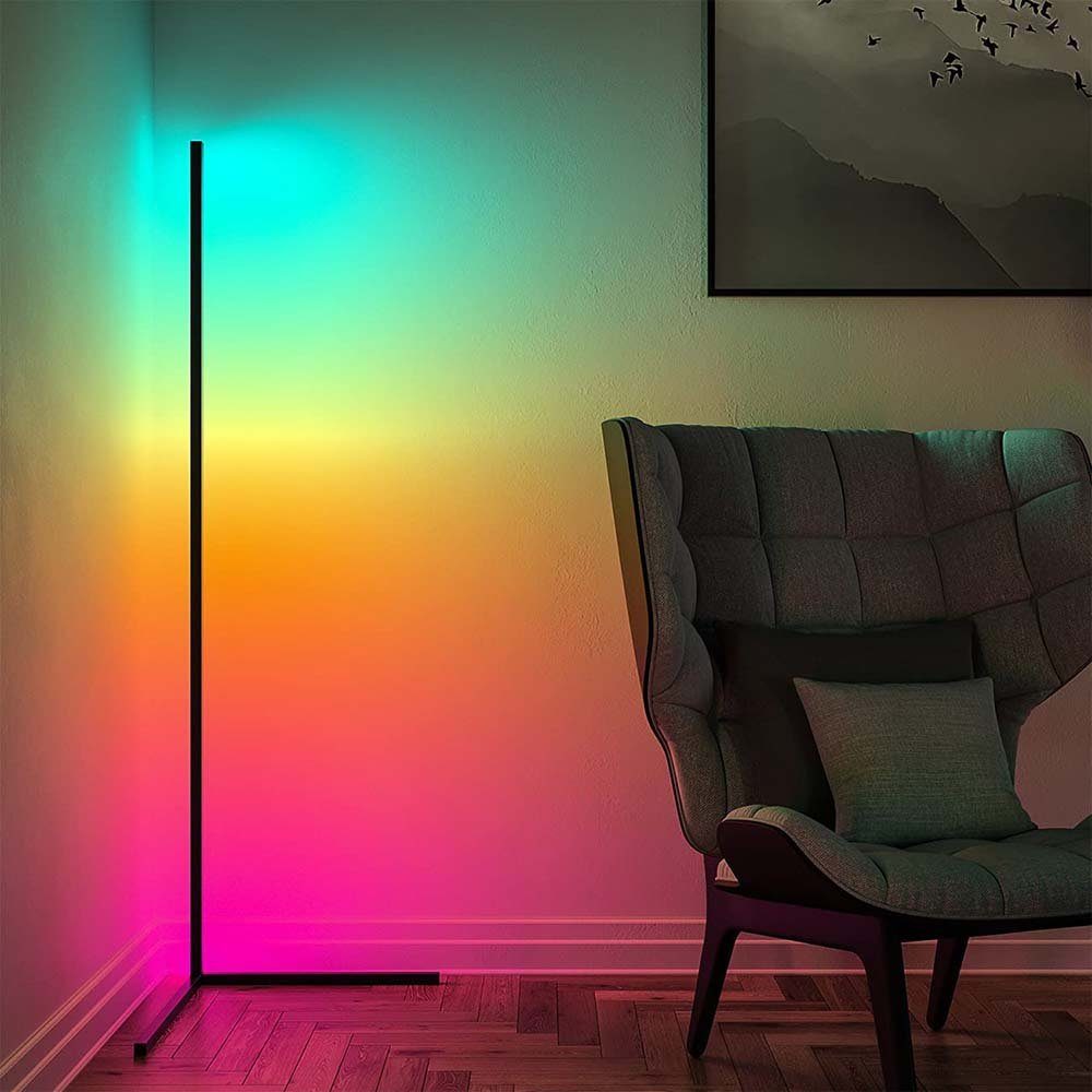 Rosnek Stehlampe RGB, dimmbar, Musiksyn, für Wohnzimmer Schlafzimmer Party, RGB, Stimmungsvolle Beleuchtung, App/Fernbedienung