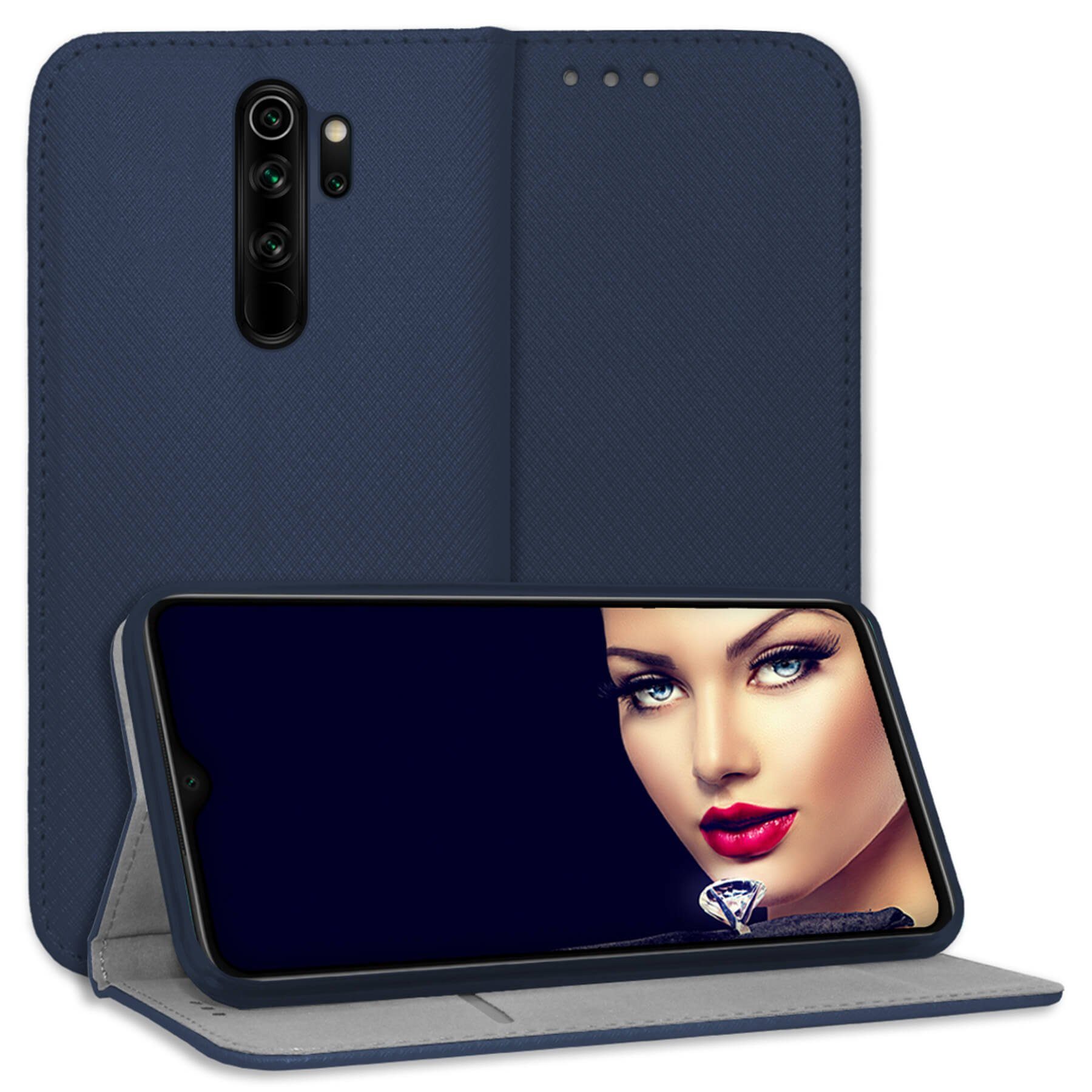 mtb more energy Smartphone-Hülle Smart Magnet für Xiaomi Redmi Note 8 Pro, Blau, Bookstyle Klapphülle Cover Wallet Case aus Kunstleder