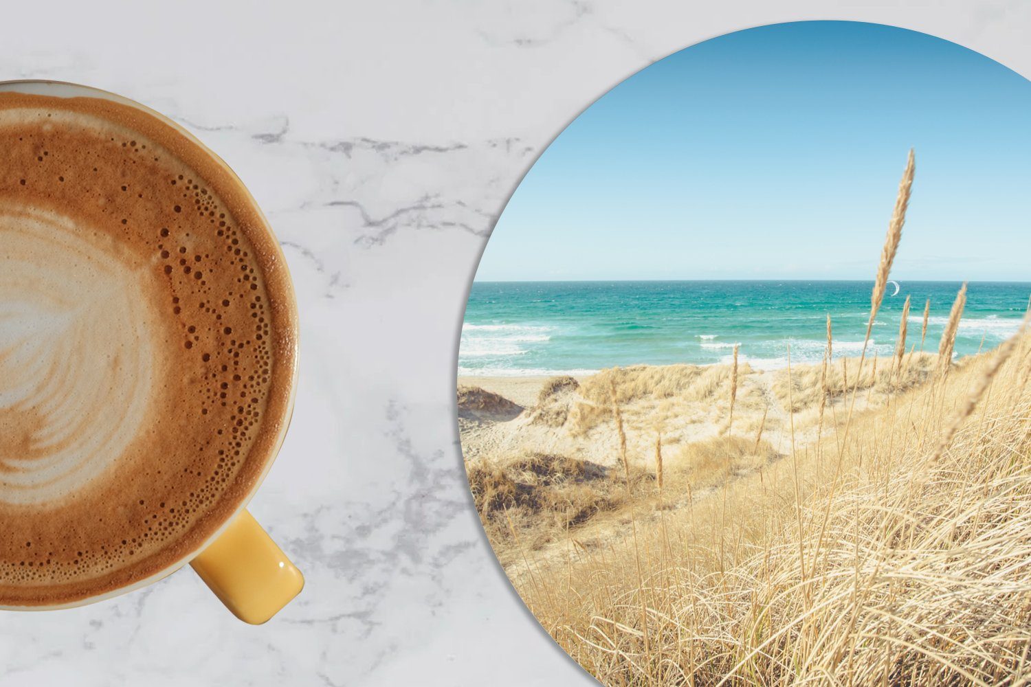 Glasuntersetzer Strand - Korkuntersetzer, Becher für Norwegen, Gläser, MuchoWow Zubehör 6-tlg., Düne Tasse, - Getränkeuntersetzer, Tassenuntersetzer,