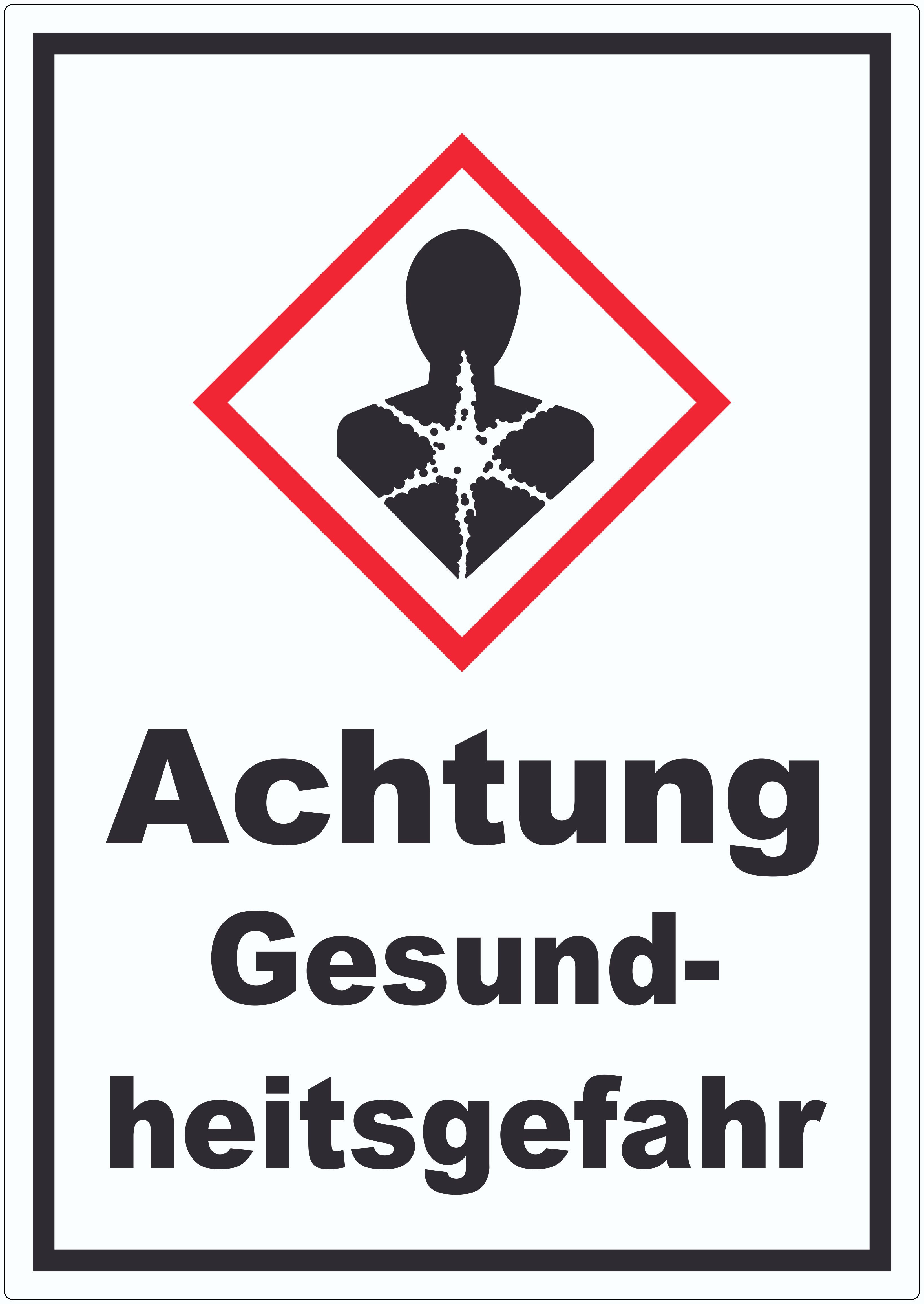 HB-Druck Aufkleber Aufkleber Gesundheitsgefahr Sensibilisierung der Atemwege, wetterfest, UV-beständig, kratzfest