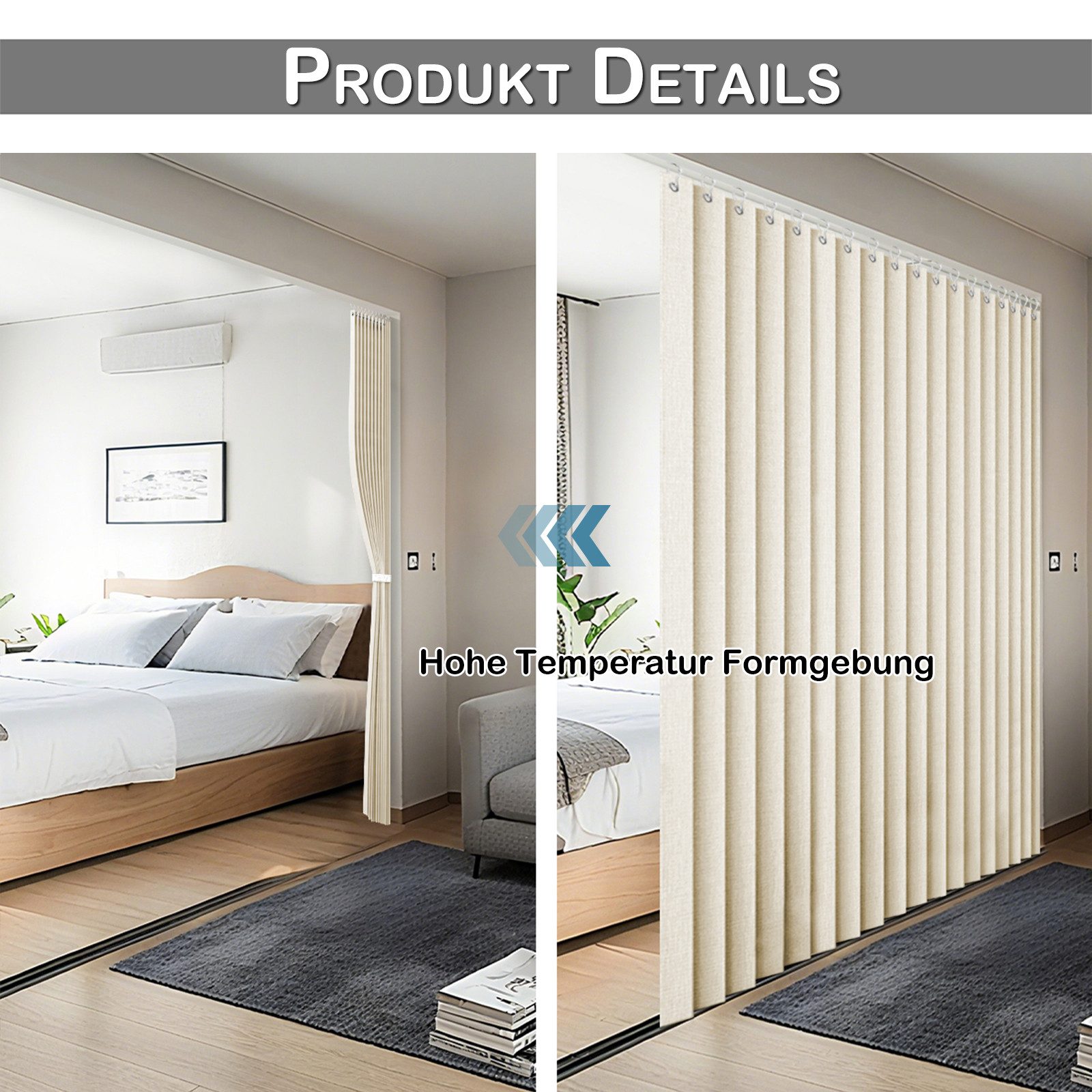 Sunicol Vorhang Wasserdicht Raumteiler Vorhang, Sichtschutzvorhang für Schlafzimmer, Extra breite Wärmeisolierend Trennwand Sichtschutz Fenstervorhänge – Bild 5 von 5