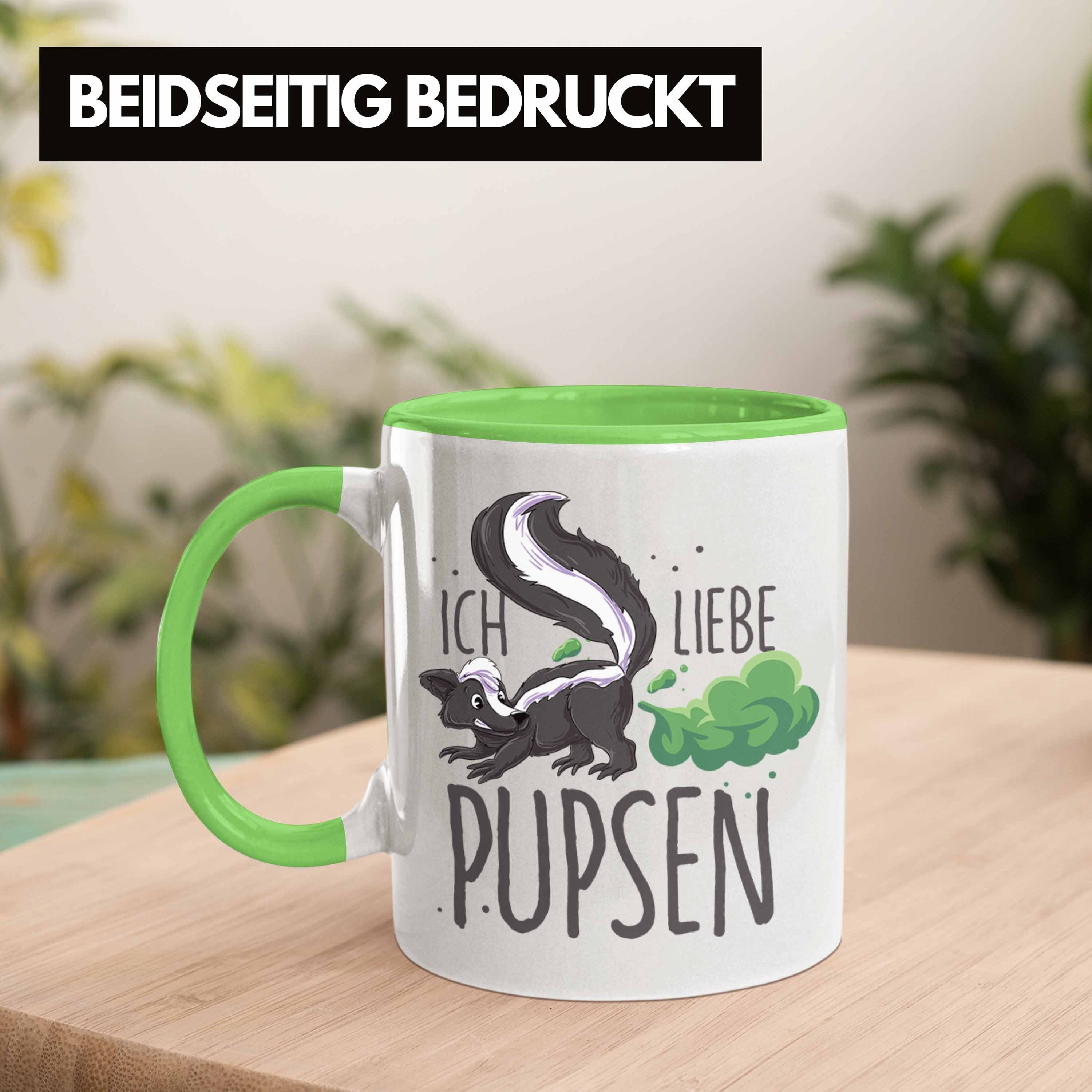 Trendation Tasse Stinktier-Motiv Geschenkidee liebe Tasse Gebu Lustige mit Grün Pupsen" "Ich