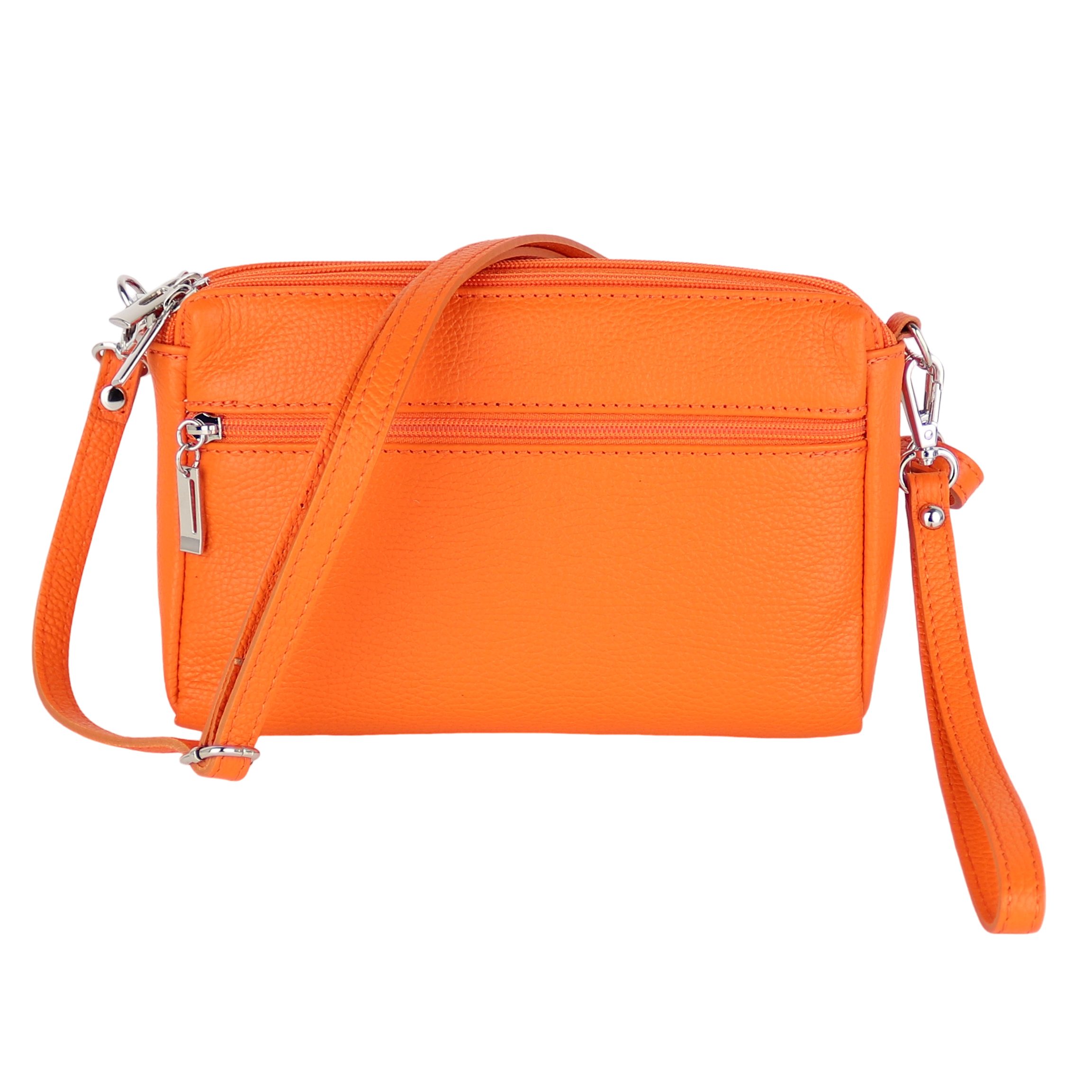 MIRROSI Umhängetasche Damen Crossbody Bag, aus Echtleder,Made in Italy (verstellbaren Schulterriemen), 3 Fächer, (24x16x6cm)
