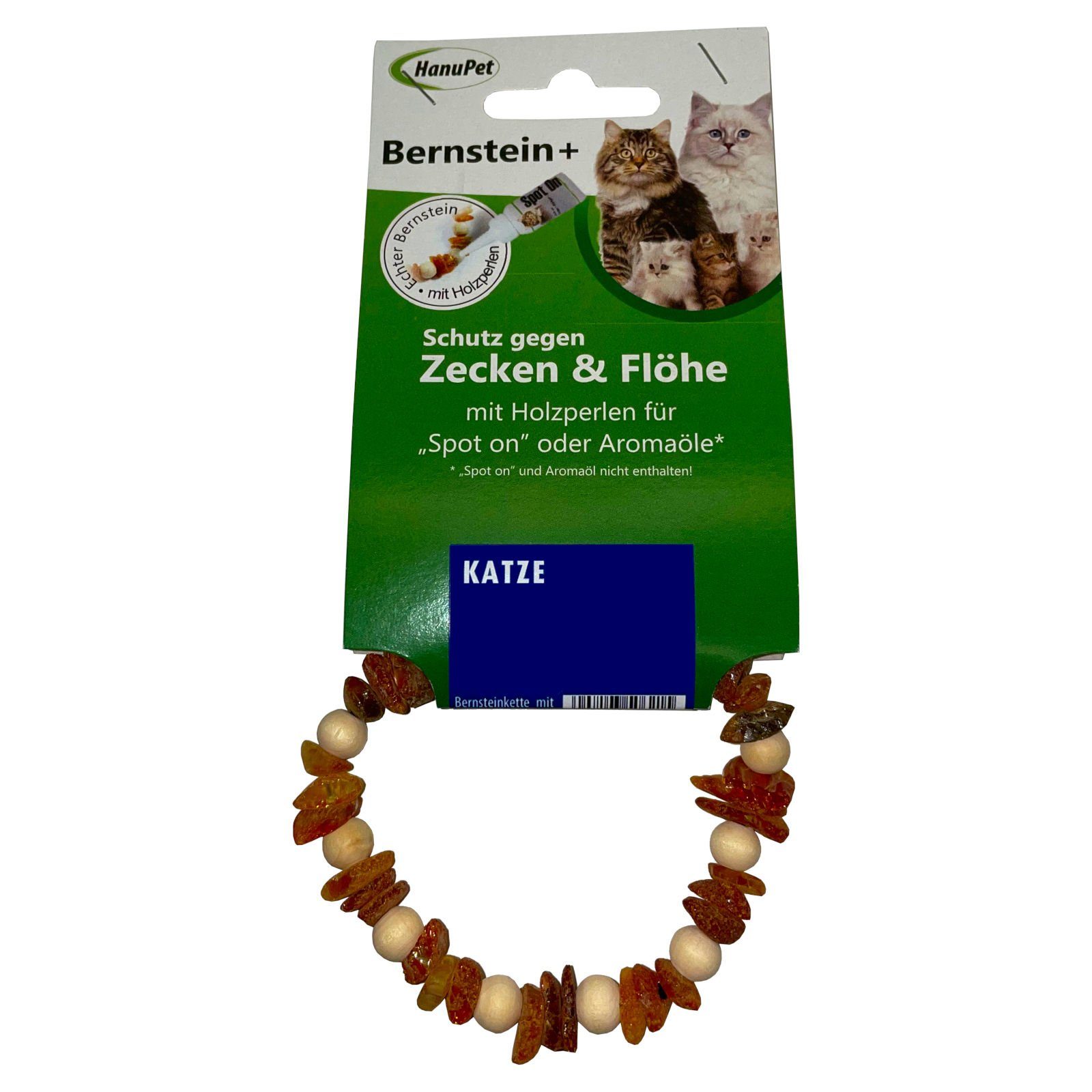 Wild & Fein Zeckenhalsband Bernsteinkette Zecken- und Flohhalsband für Katzen - XXS, Bernsteinkette