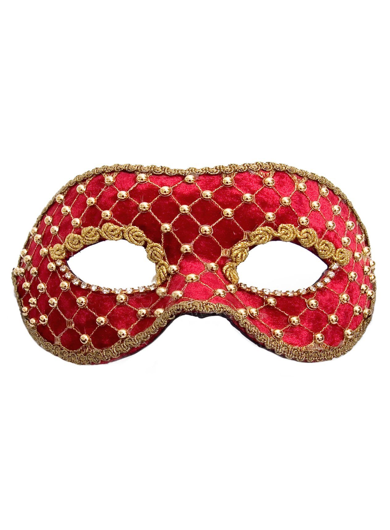 Maskworld Verkleidungsmaske Colombina velluto rosso oro