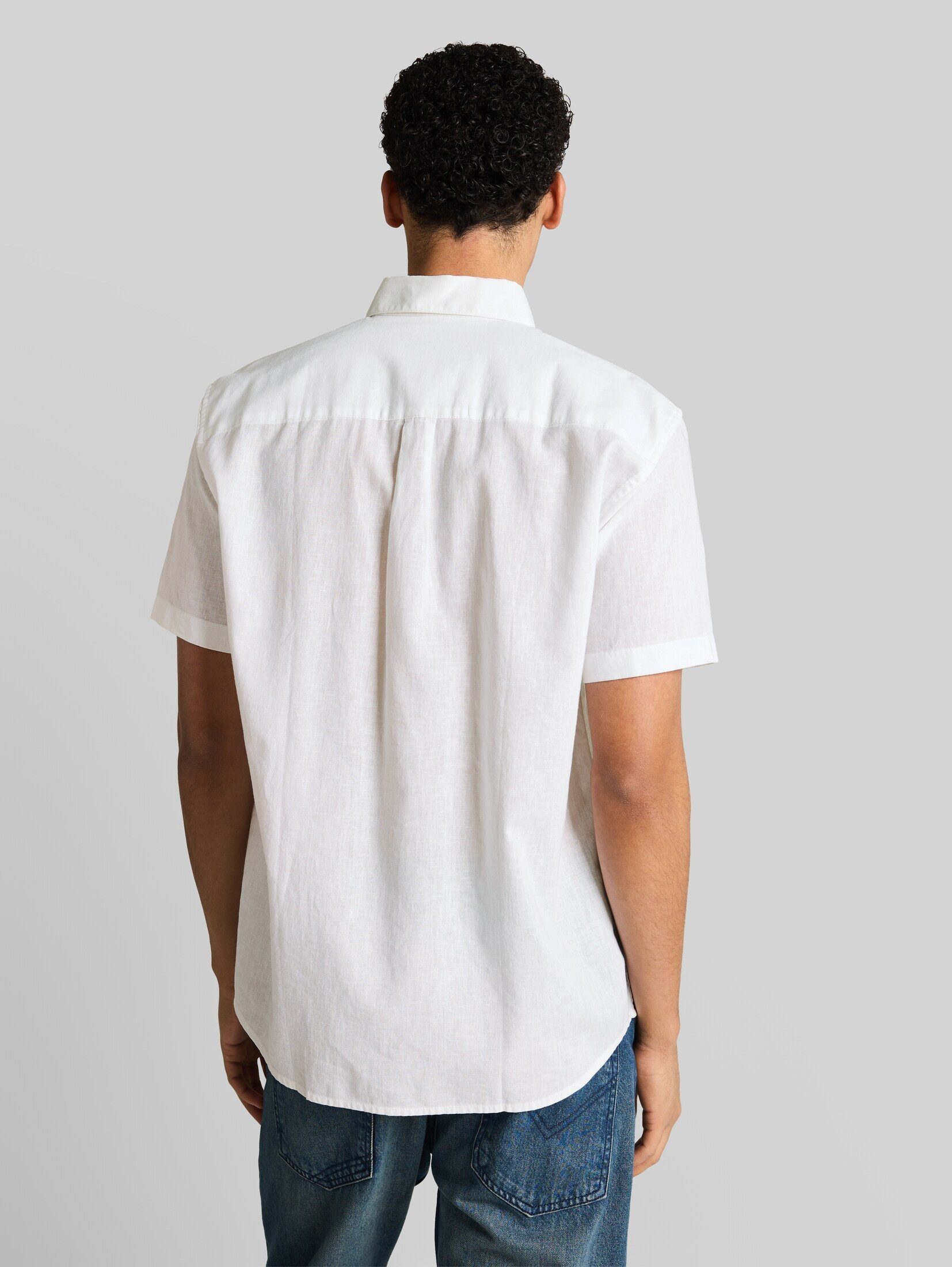 TOM TAILOR Denim Kurzarmhemd Blusen & Shirts Relaxed Fit Kurzarmhemd mit Leinenanteil