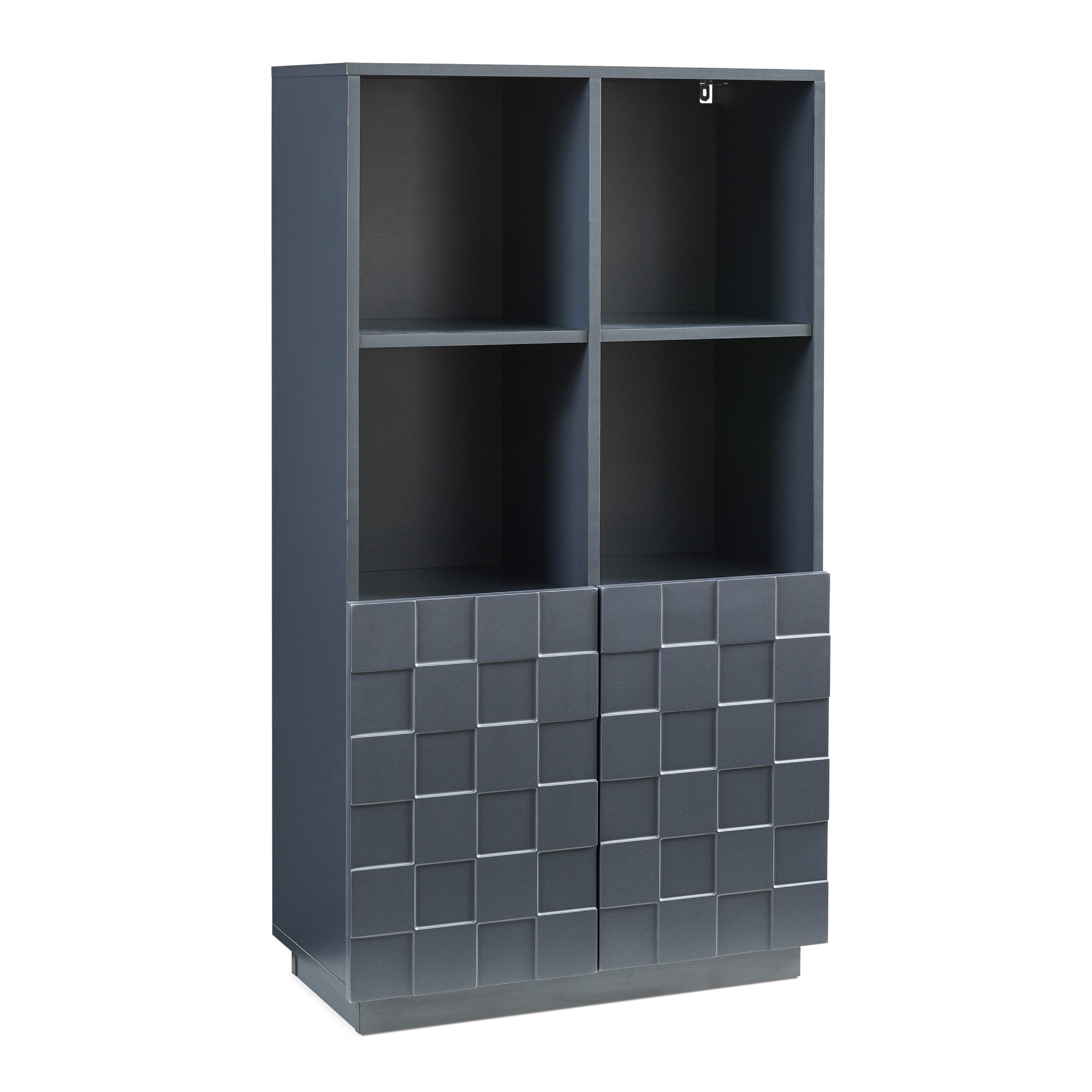 en.casa Hochkommode, »Bopibobro« mit 2 Türen 3D-Front 118 x 64 x 30 cm Dunkelgrau