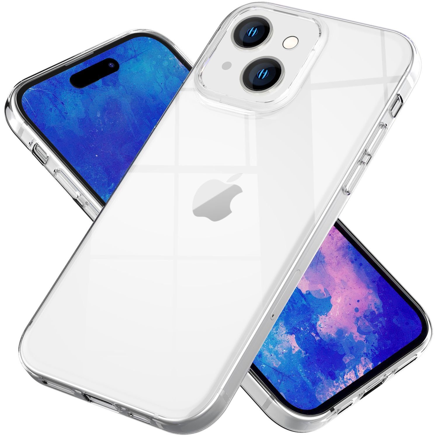 Nalia Smartphone-Hülle Apple iPhone 15 15,5 cm (6,1 Zoll), GLAZE Case - Transparentes Silikon, Anti-Watermark & Schlank