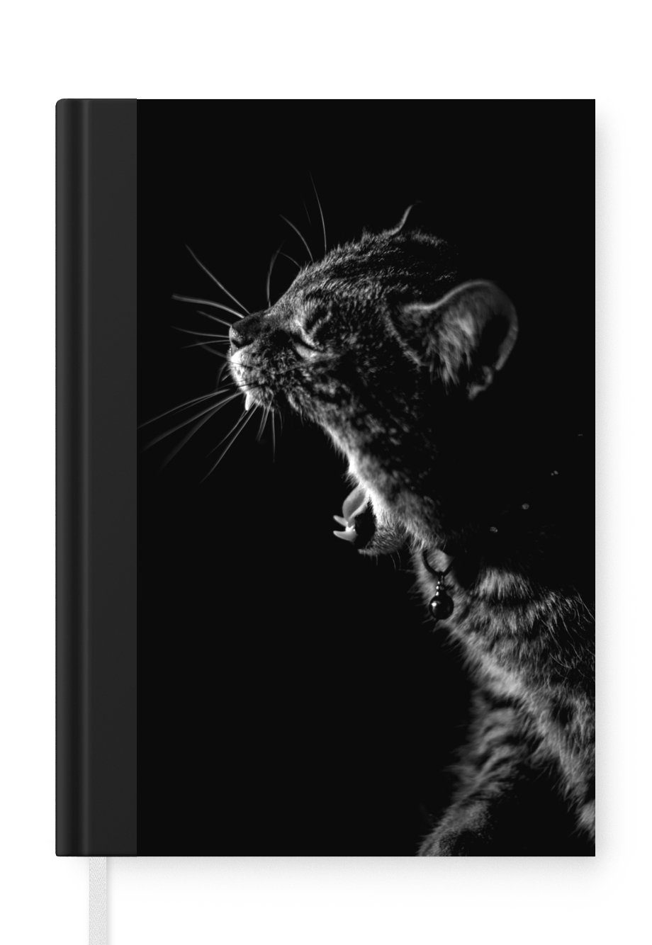 MuchoWow Notizbuch Katze - Tiere - Schwarz - Weiß, Journal, Merkzettel, Tagebuch, Notizheft, A5, 98 Seiten, Haushaltsbuch