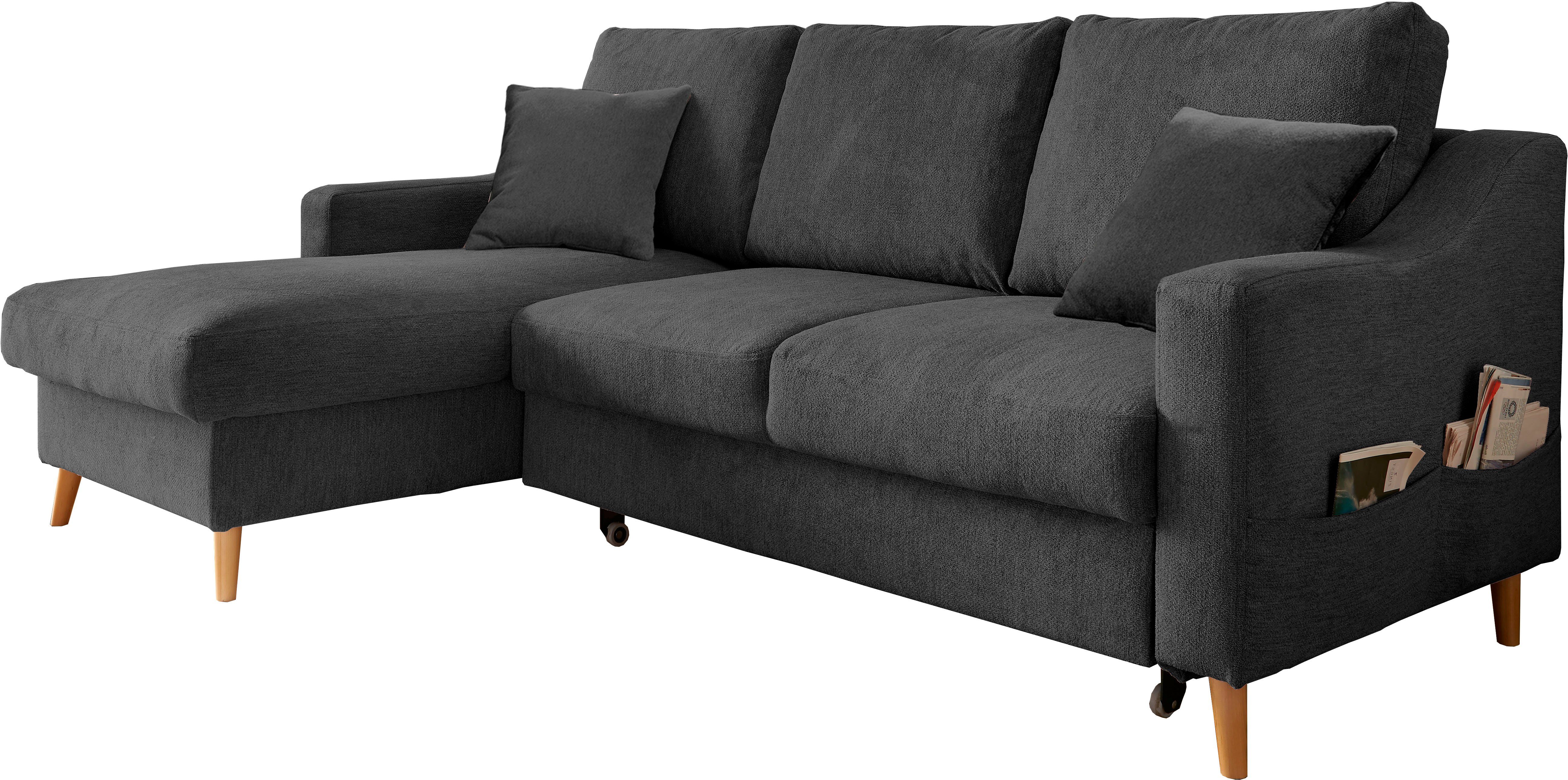 INOSIGN Ecksofa "Valentina L-Form", 2 Zierkissen, mit Seitentasche, auszieh günstig online kaufen