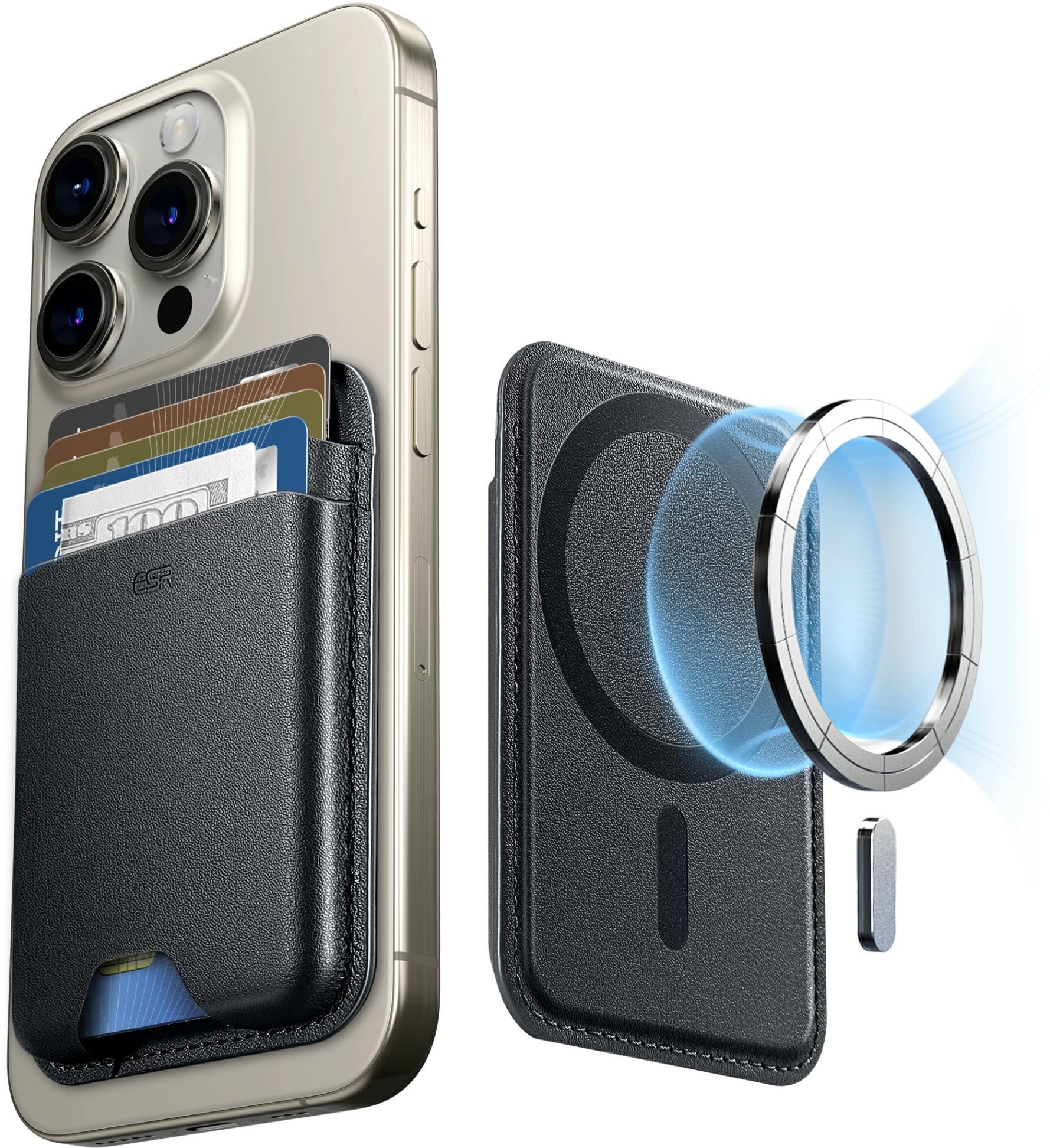 ESR Geldbörse Wallet Boost für Karten, Modernes Design mit veganem Leder, MagSafe Wallet